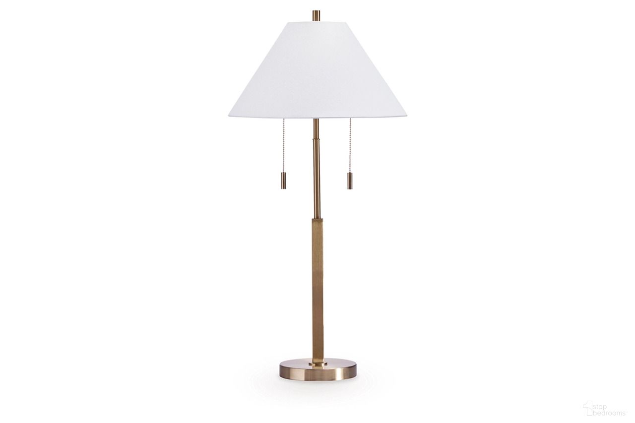 The appearance of Haigwood Table Lamp In Gold designed by Signature Design by Ashley in the modern / contemporary interior design. This gold piece of furniture  was selected by 1StopBedrooms from Haigwood Collection to add a touch of cosiness and style into your home. Sku: L208474.