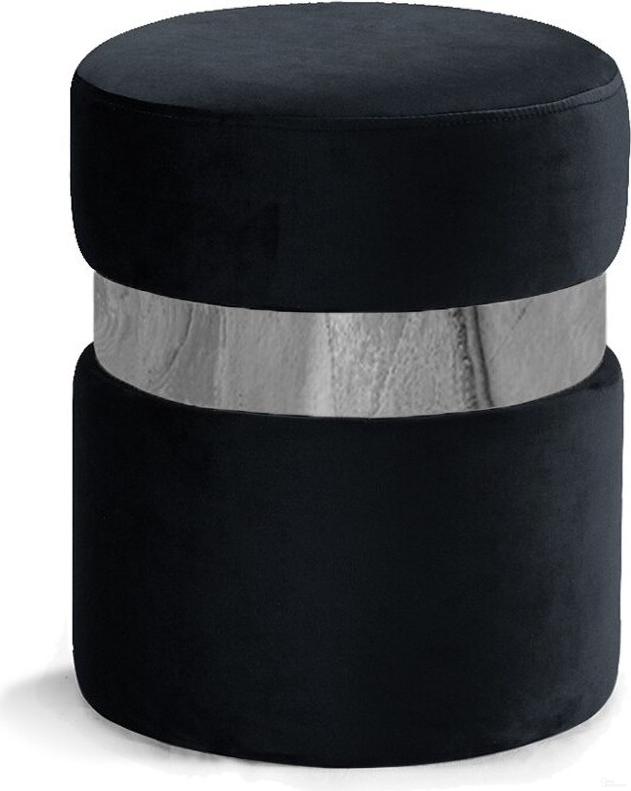 The appearance of Hailey Velvet Ottoman/Stool In Black/Chrome designed by Meridian in the modern / contemporary interior design. This black piece of furniture was selected by 1StopBedrooms from Hailey Collection to add a touch of cosiness and style into your home. Sku: 133Black. Material: Velvet.