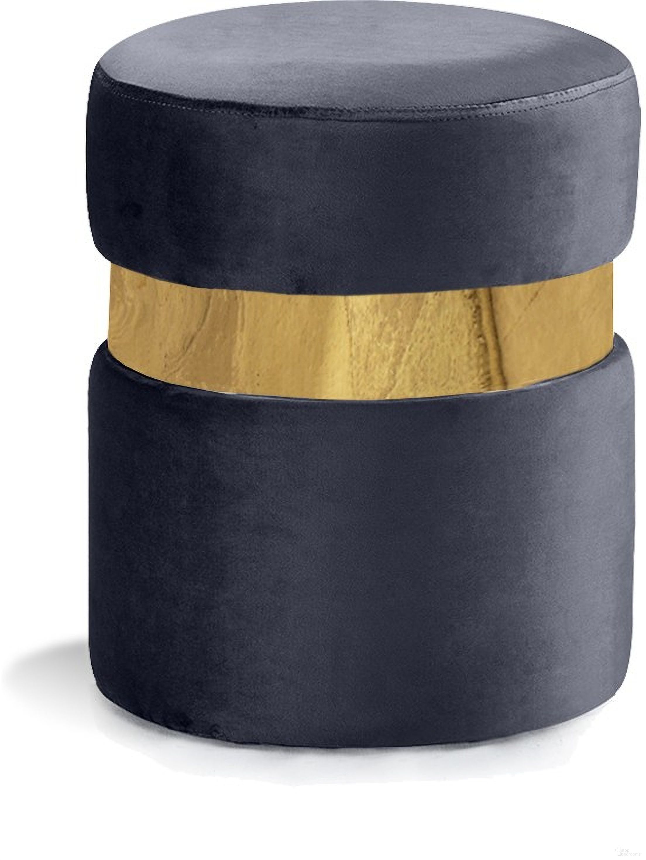 The appearance of Hailey Velvet Ottoman/Stool In Grey/Gold designed by Meridian in the modern / contemporary interior design. This grey piece of furniture  was selected by 1StopBedrooms from Hailey Collection to add a touch of cosiness and style into your home. Sku: 132Grey. Material: Velvet.