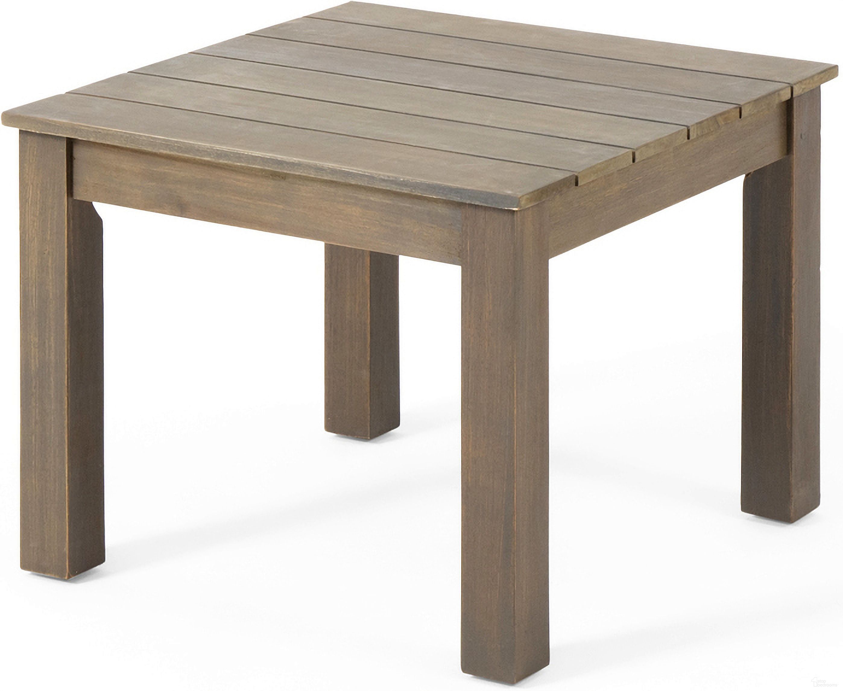 The appearance of Halcyon Outdoor Side Table with Slat Design and Acacia Wood Frame In Grey designed by Noble House in the country / farmhouse interior design. This grey piece of furniture was selected by 1StopBedrooms from Halcyon Collection to add a touch of cosiness and style into your home. Sku: 66469.00GRY. Table Top Shape: Square. Material: Wood.
