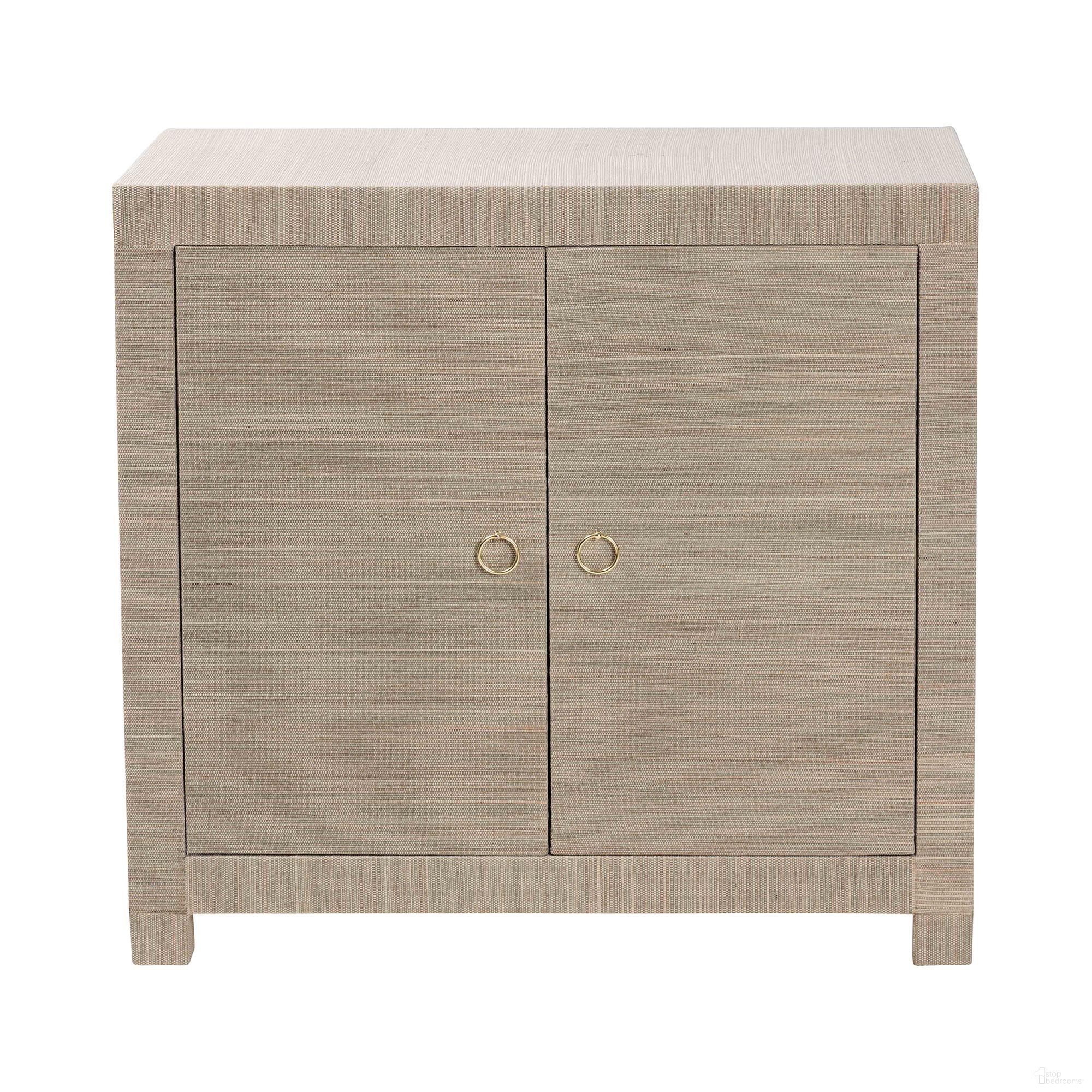 Halen Two-Door Natural Grasscloth Storage Cabinet In Beige