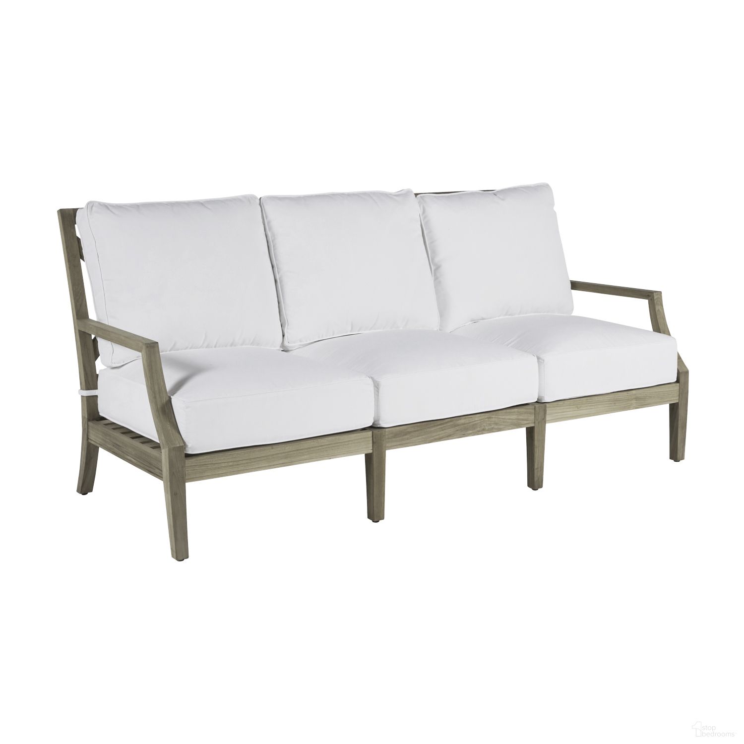 The appearance of Haley Teak Sofa In Linen Dove designed by Summer Classics in the transitional interior design. This linen dove piece of furniture was selected by 1StopBedrooms from Haley Collection to add a touch of cosiness and style into your home. Sku: 294827+C263P6101N. Material: Teak.