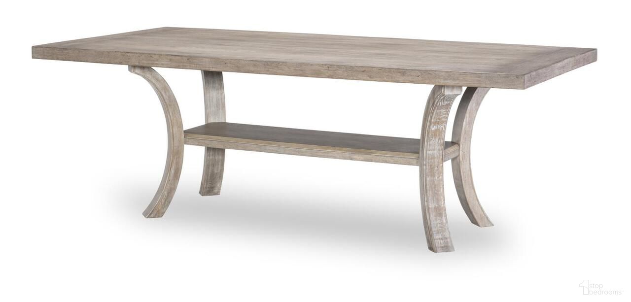 The appearance of Halifax Trestle Table In Flax and Java designed by Legacy Classic in the modern / contemporary interior design. This flax and java piece of furniture  was selected by 1StopBedrooms from Halifax Collection to add a touch of cosiness and style into your home. Sku: 2400-622V. Table Base Style: Trestle. Table Top Shape: Rectangular. Size: 86" x 42". Material: Oak.