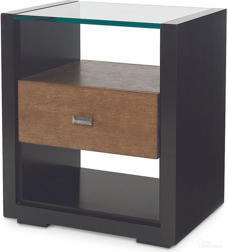 The appearance of Hallam Nightstand In Melange designed by Century Furniture in the transitional interior design. This melange piece of furniture was selected by 1StopBedrooms from Mesa Collection to add a touch of cosiness and style into your home. Sku: 70C-222. Material: Oak Veneer.