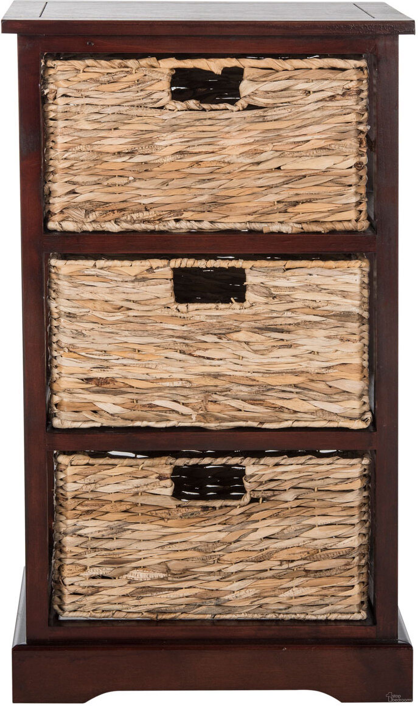 Halle Cherry 3 Wicker Basket Storage Side Table