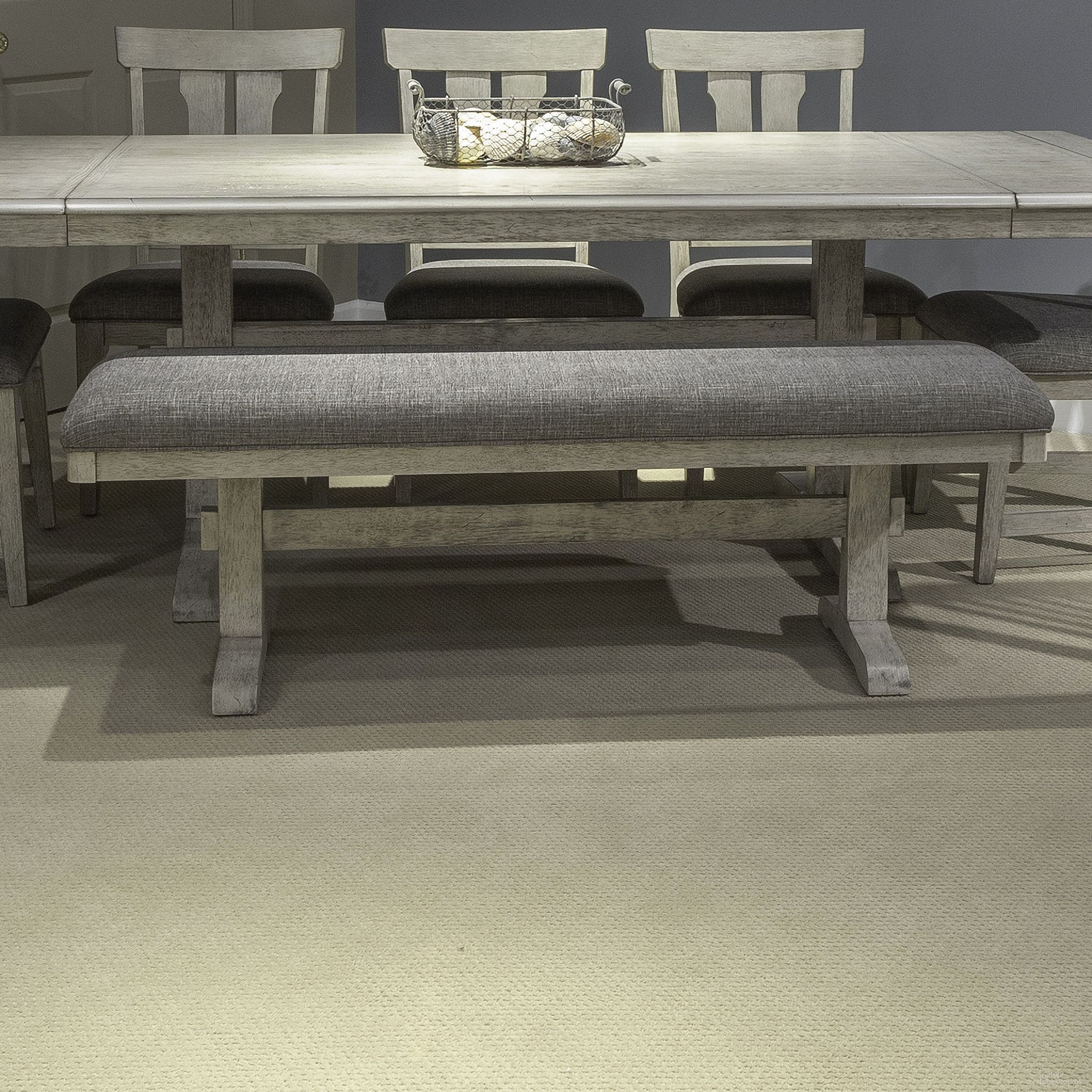 The appearance of Hallendale Upholstered Dining Bench In White designed by Liberty in the transitional interior design. This white piece of furniture was selected by 1StopBedrooms from Hallendale Collection to add a touch of cosiness and style into your home. Sku: 528-C9001B. Material: Solid Rubberwood.