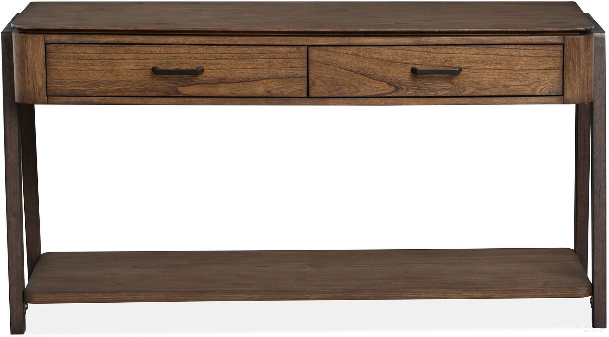 The appearance of Hallie Rectangular Sofa Table In Milk Chocolate And Dark Chocolate designed by Magnussen in the modern / contemporary interior design. This milk chocolate and dark chocolate piece of furniture was selected by 1StopBedrooms from Hallie Collection to add a touch of cosiness and style into your home. Sku: T6355-73. Material: Veneer.