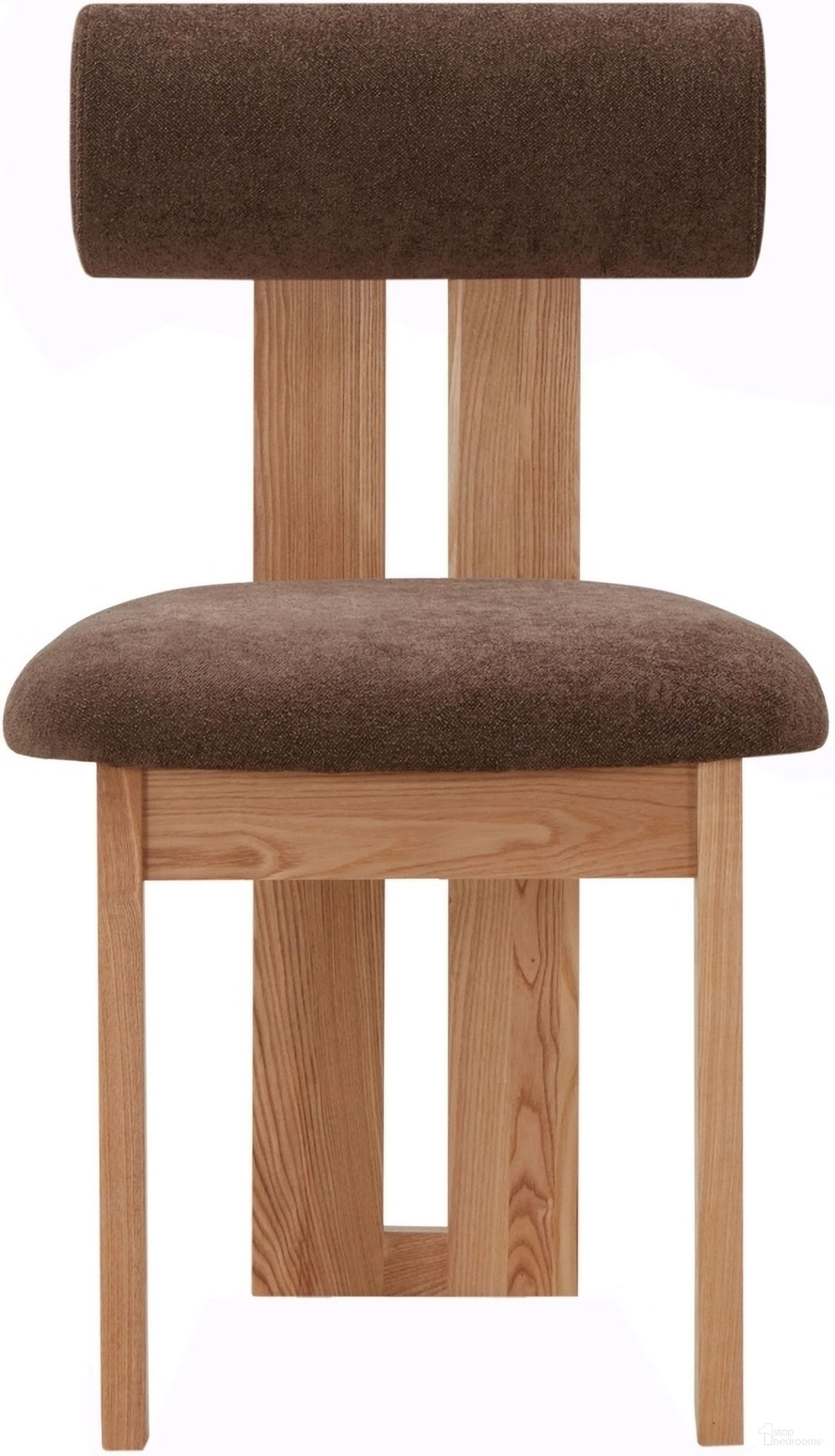 Halloway Boucle and Wood Dining Chair In Dark Brown and Natural