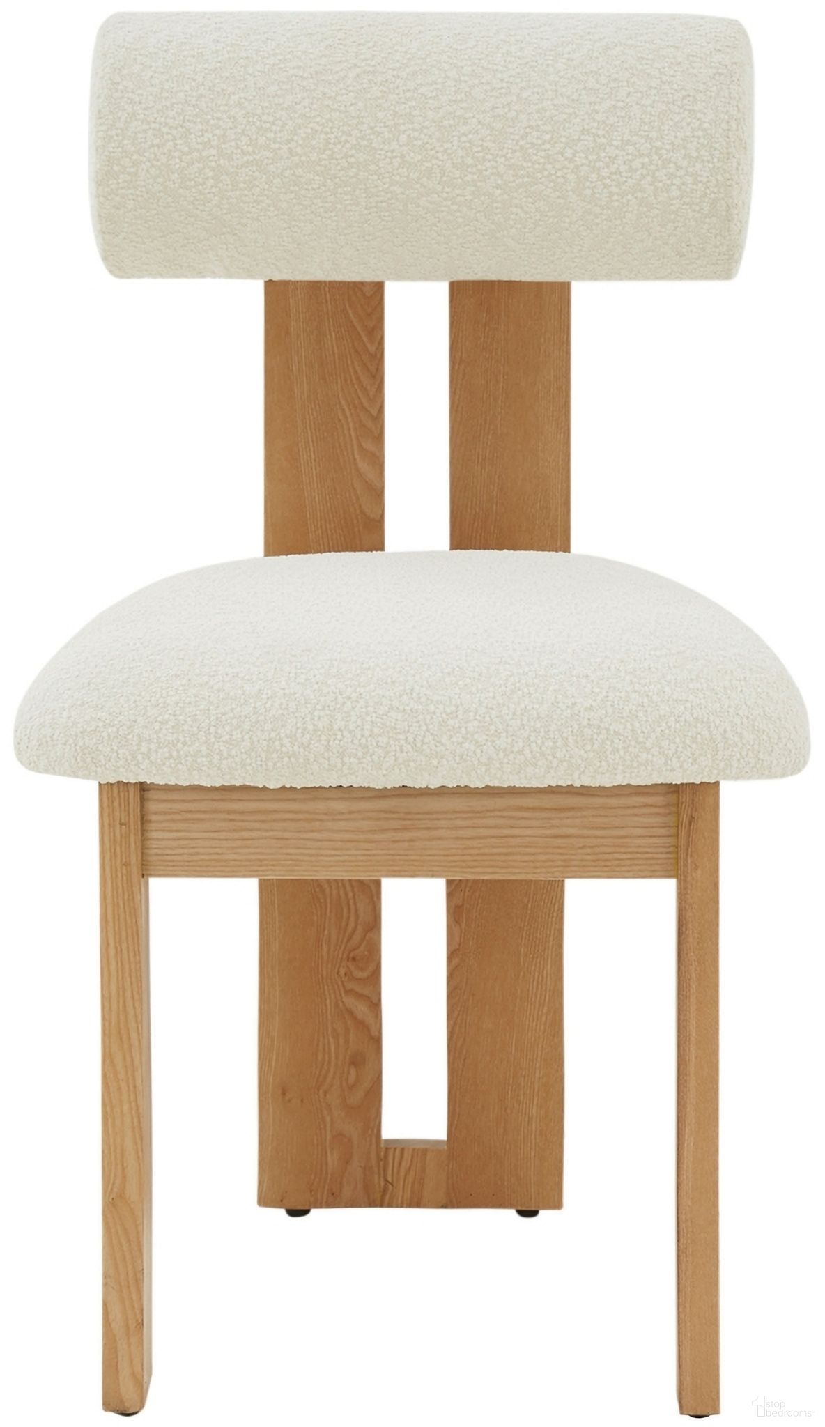 Halloway Boucle and Wood Dining Chair In Ivory and Natural