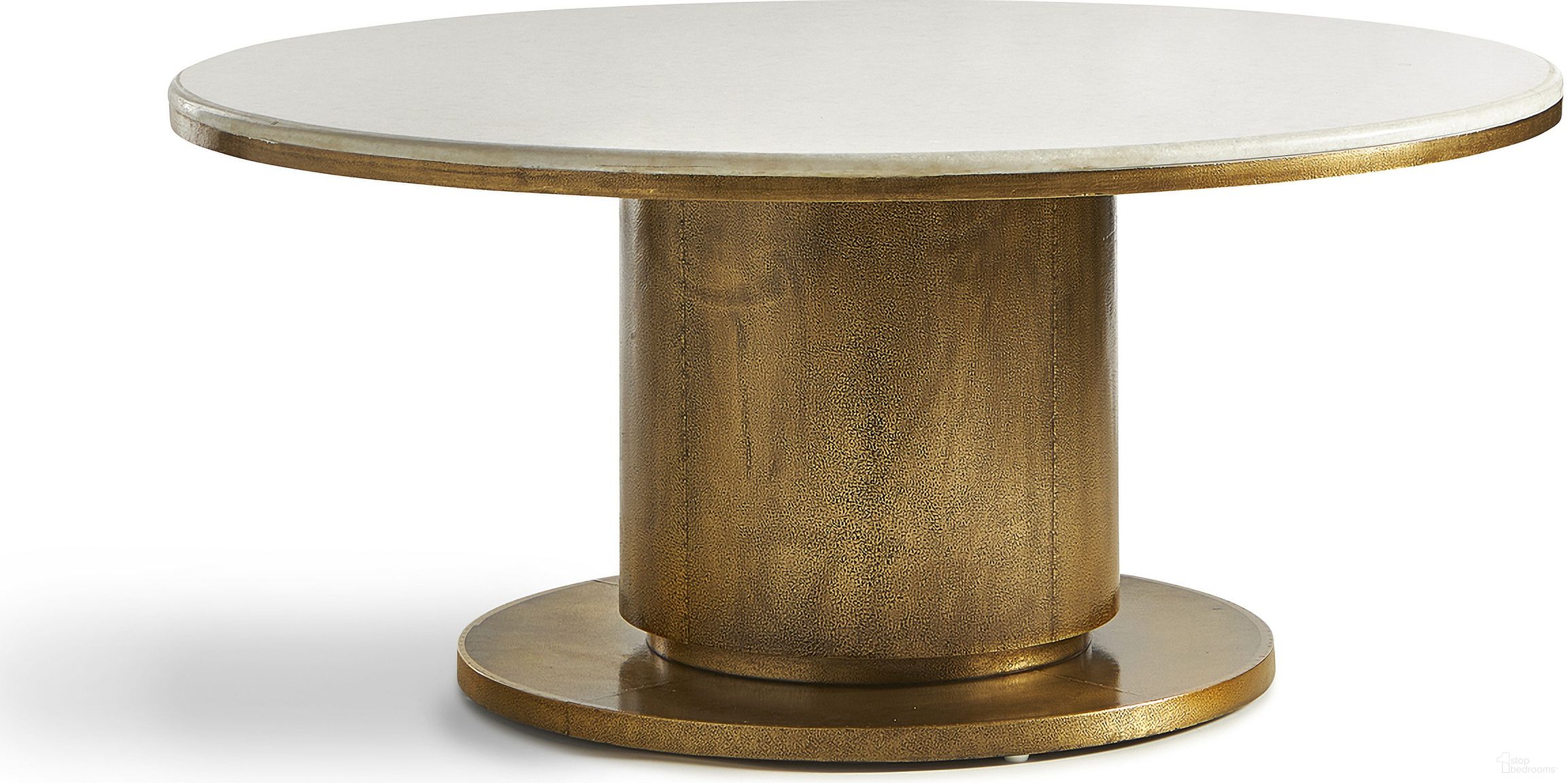 Halo Cocktail Table In Antique Brass and White