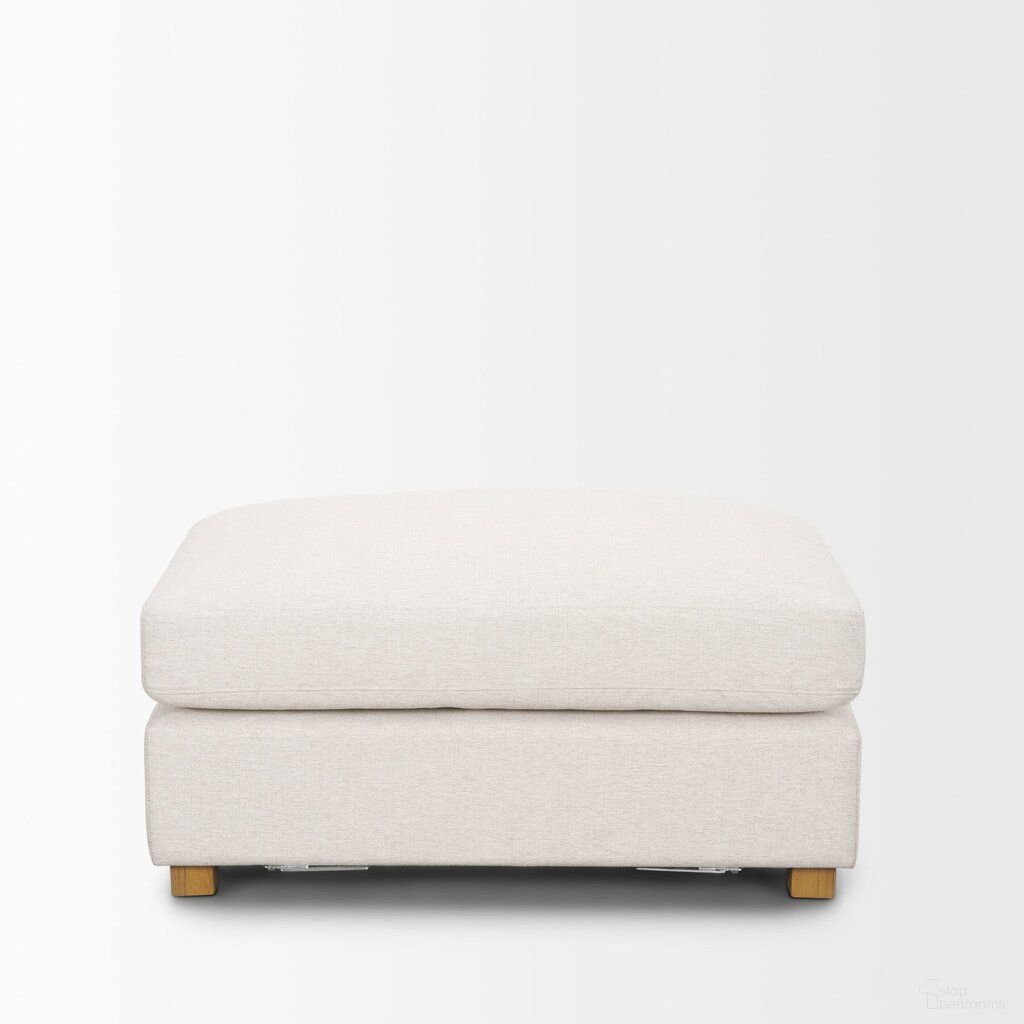 The appearance of Halston Performance Fabric Small Ottoman In Cream designed by Mercana in the transitional interior design. This cream piece of furniture was selected by 1StopBedrooms from Halston Collection to add a touch of cosiness and style into your home. Sku: 70474. Material: Fabric.