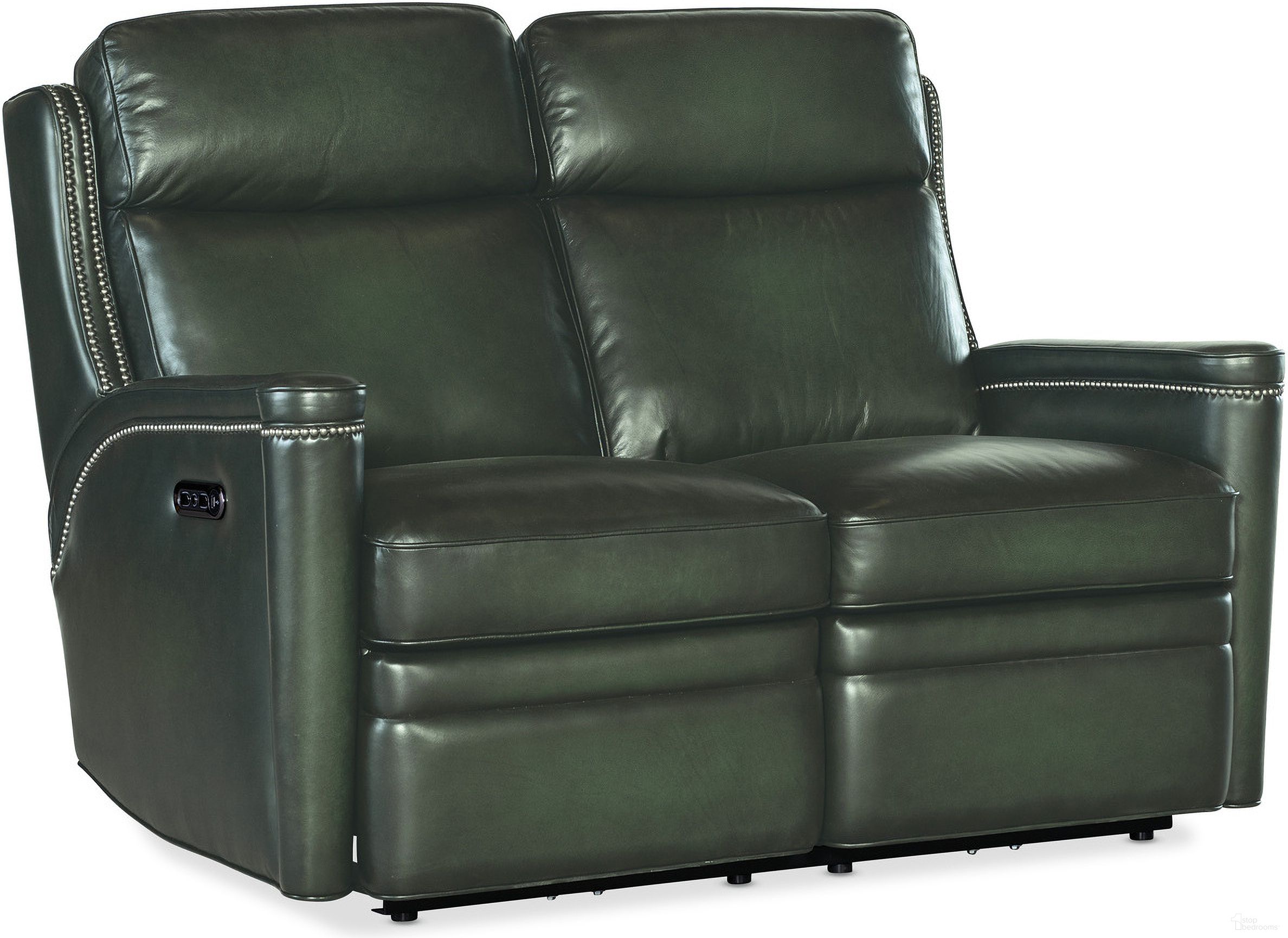 The appearance of Hamilton Power Loveseat with Power Headrest In Green designed by Hooker in the traditional interior design. This green piece of furniture was selected by 1StopBedrooms from SS Collection to add a touch of cosiness and style into your home. Sku: SS116-PHZ2-029. Material: Leather.