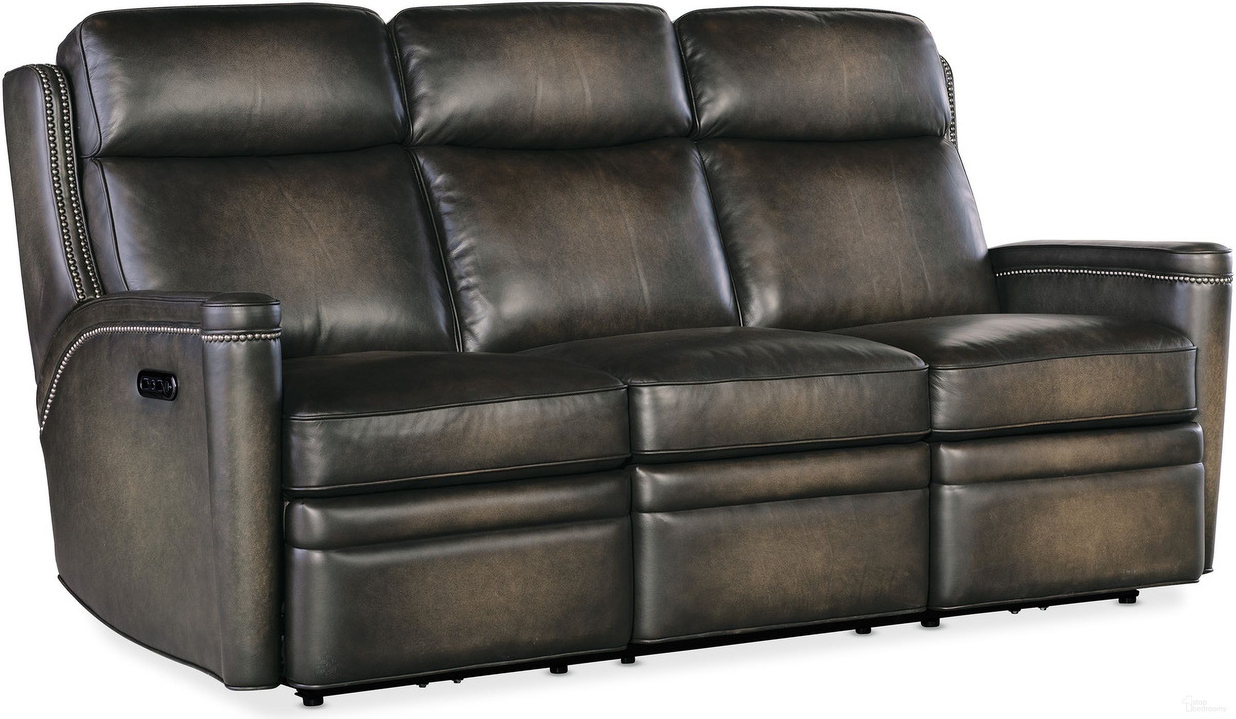 The appearance of Hamilton Power Sofa with Power Headrest In Grey designed by Hooker in the traditional interior design. This grey piece of furniture  was selected by 1StopBedrooms from SS Collection to add a touch of cosiness and style into your home. Sku: SS116-PHZ3-095. Material: Leather.