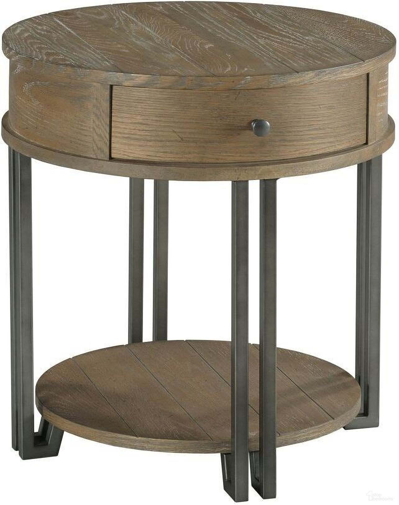 The appearance of Hamilton Round Chairside Table In Cinnamon designed by Hammary in the transitional interior design. This cinnamon piece of furniture  was selected by 1StopBedrooms from Hamilton Collection to add a touch of cosiness and style into your home. Sku: 954-918. Material: Wood.