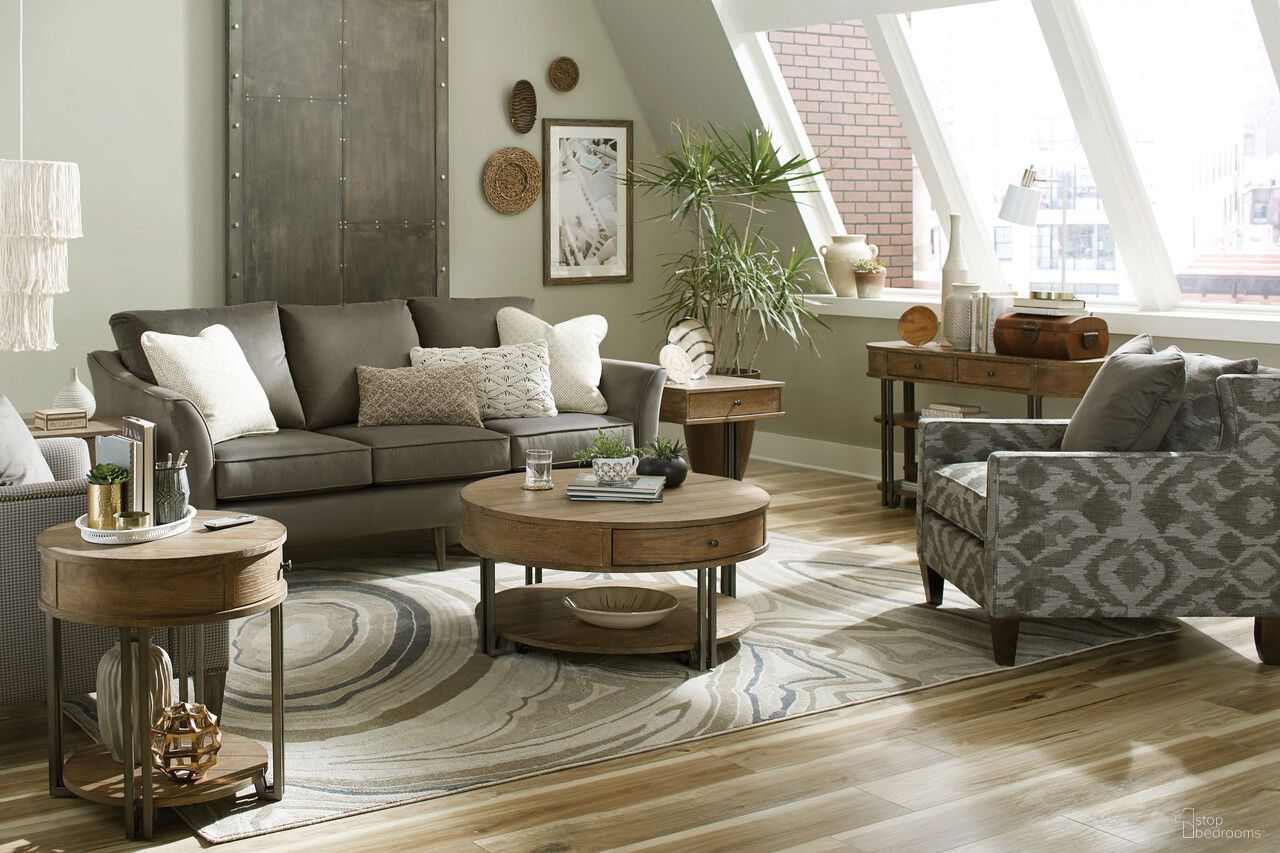 The appearance of Hamilton Round Lift Top Occasional Table Set In Cinnamon designed by Hammary in the transitional interior design. This cinnamon piece of furniture  was selected by 1StopBedrooms from Hamilton Collection to add a touch of cosiness and style into your home. Sku: 954-911;954-915. Material: Wood.