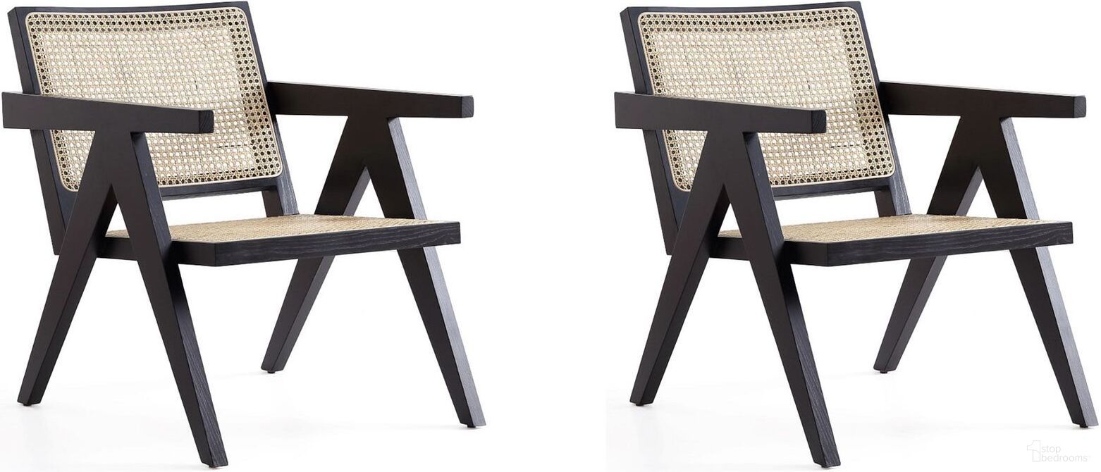 The appearance of Hamlet Accent Chair In Black And Natural Cane Set of 2 designed by Manhattan Comfort in the industrial interior design. This black and natural piece of furniture was selected by 1StopBedrooms from Hamlet Collection to add a touch of cosiness and style into your home. Sku: ACCA04-BK;ACCA04-BK. Material: Wood.