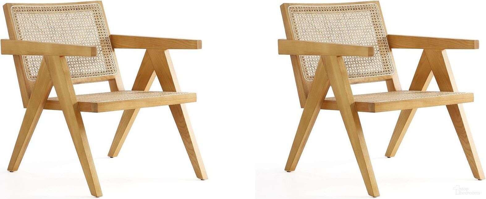 The appearance of Hamlet Accent Chair In Nature Cane Set of 2 designed by Manhattan Comfort in the industrial interior design. This nature piece of furniture  was selected by 1StopBedrooms from Hamlet Collection to add a touch of cosiness and style into your home. Sku: ACCA04-NA;ACCA04-NA. Material: Wood.