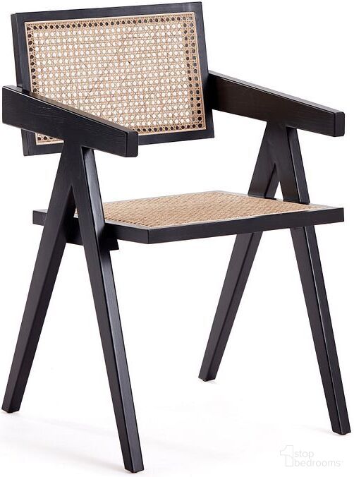 The appearance of Hamlet Dining Arm Chair In Black And Natural Cane designed by Manhattan Comfort in the industrial interior design. This black and natural piece of furniture  was selected by 1StopBedrooms from Hamlet Collection to add a touch of cosiness and style into your home. Sku: DCCA09-BK. Material: Wood. Chair Type: Arm Chair.