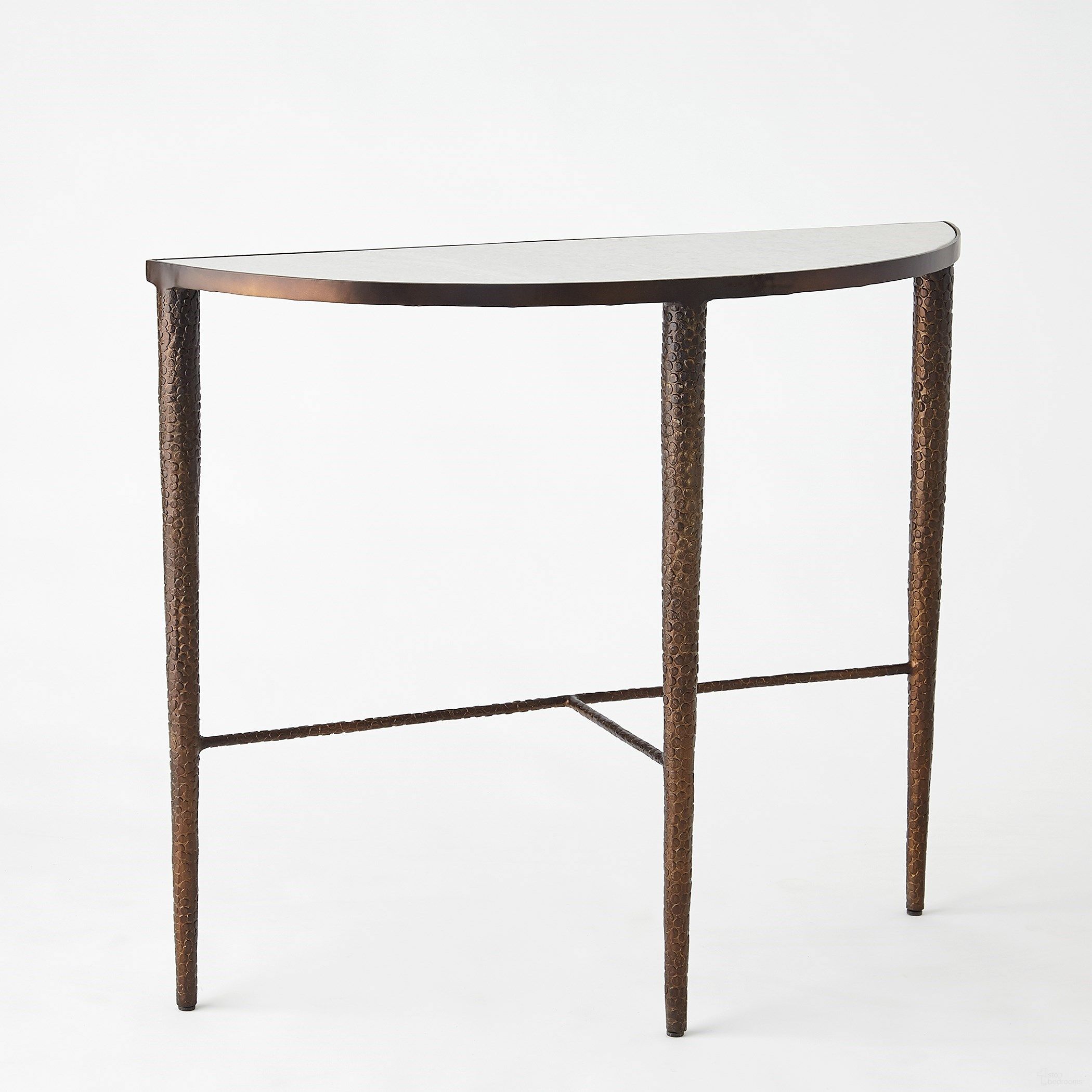 The appearance of Hammered Console In Bronze With White Marble designed by Global Views in the modern / contemporary interior design. This bronze piece of furniture was selected by 1StopBedrooms from Hammered Collection to add a touch of cosiness and style into your home. Sku: 791144. Material: Iron.