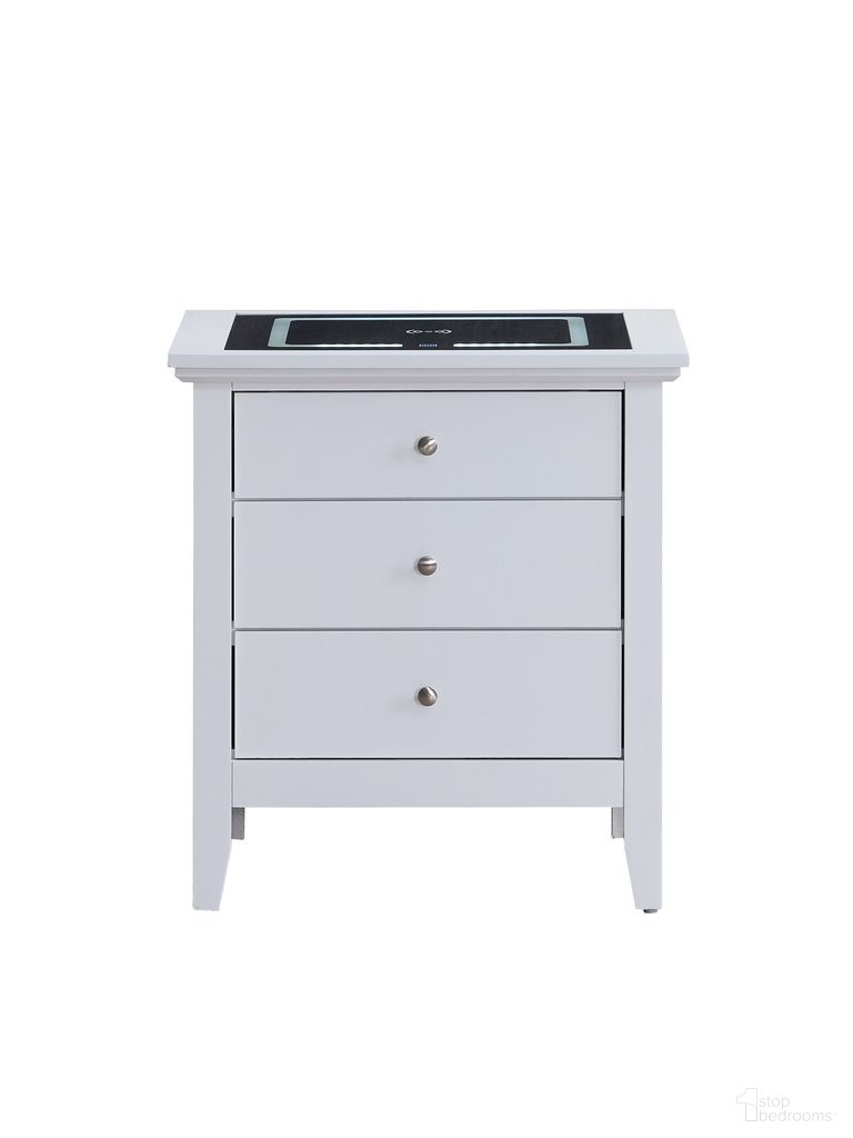 The appearance of Hammond 3 Drawer Nightstand In White designed by Glory in the modern / contemporary interior design. This white piece of furniture was selected by 1StopBedrooms from Hammond Collection to add a touch of cosiness and style into your home. Sku: G5490-N2-SMART. Material: Wood.