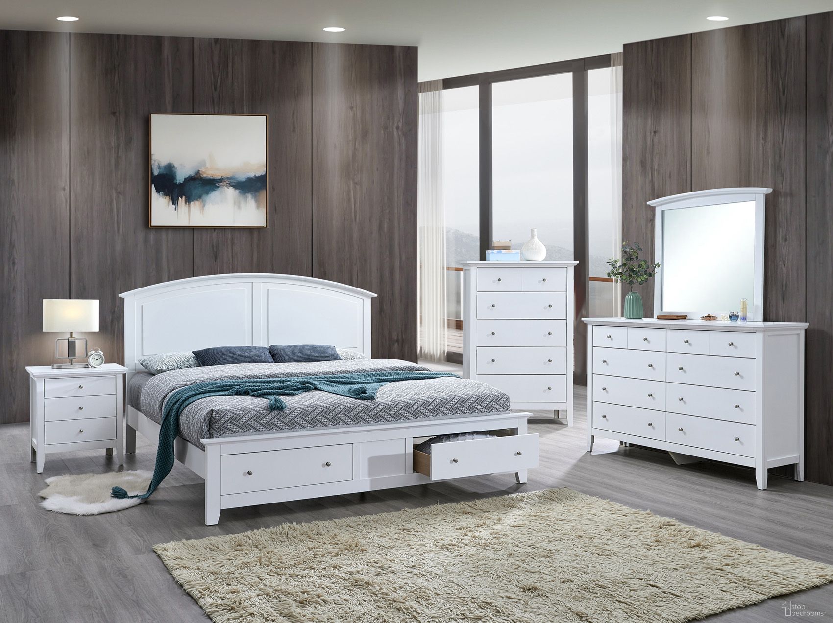 Hammond Farmhouse Storage Bedroom Set in White