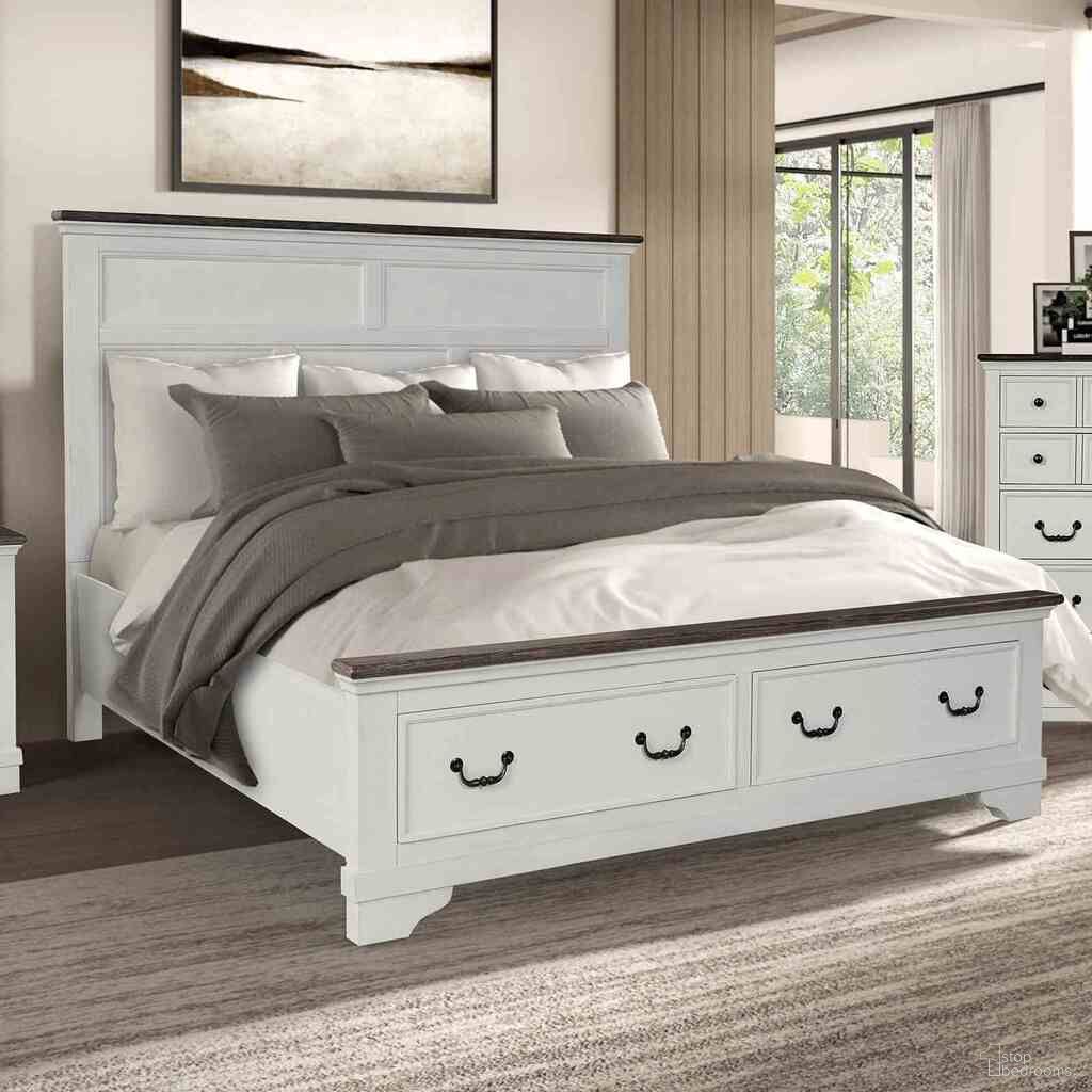 The appearance of Hampstead Eastern King Bed In White and Dark Brown designed by Furniture of America in the modern / contemporary interior design. This white/dark brown piece of furniture was selected by 1StopBedrooms from Hampstead Collection to add a touch of cosiness and style into your home. Sku: FM79014WH-K-FB;FM79014WH-K-HB;FM79014WH-R. Bed Type: Panel Bed. Bed Size: King. Material: Solid Wood.