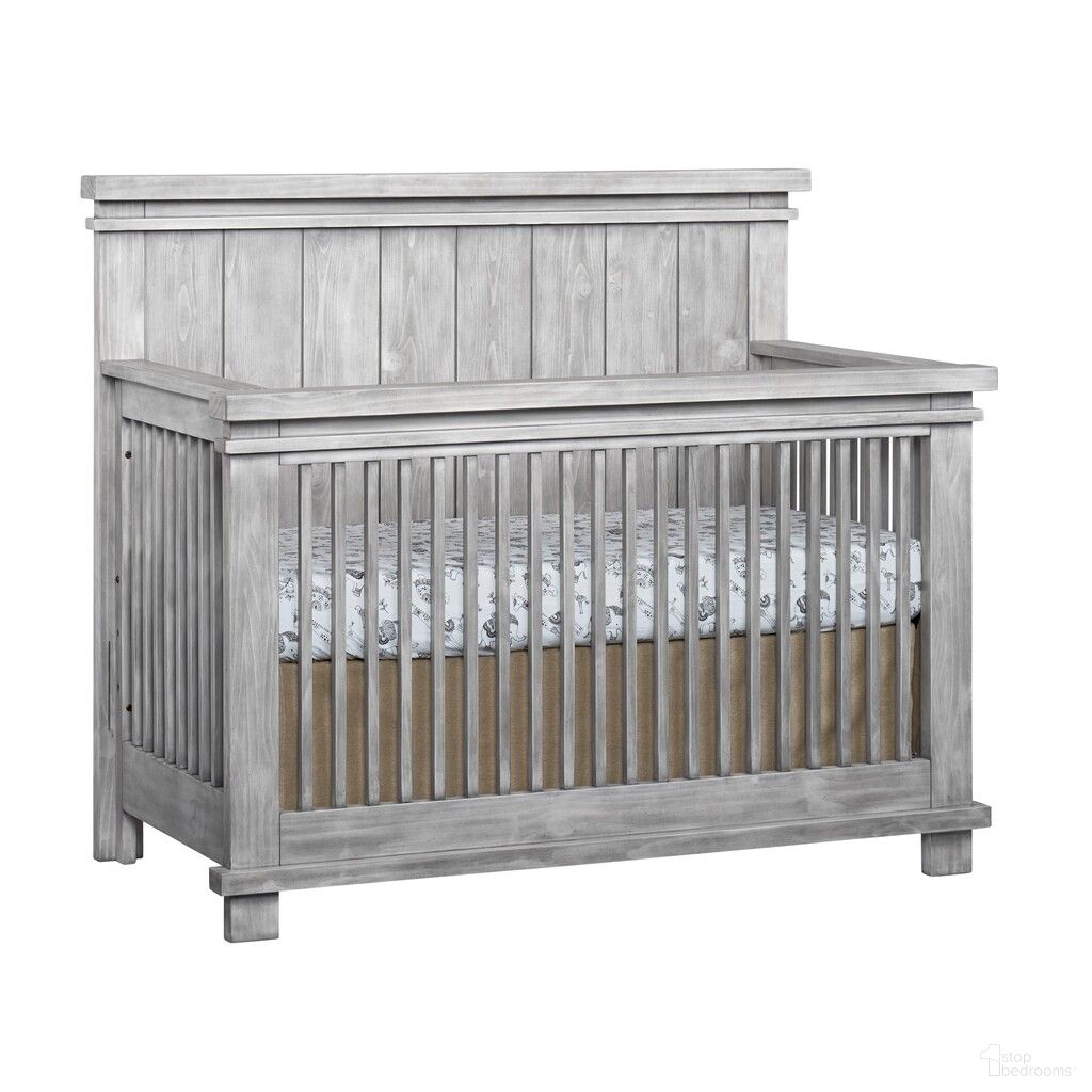 The appearance of Hampton 4 In 1 Convertible Crib In Stone Wash designed by Soho Baby in the transitional interior design. This stonewash piece of furniture  was selected by 1StopBedrooms from Hampton Collection to add a touch of cosiness and style into your home. Sku: 43011930. Material: Wood.
