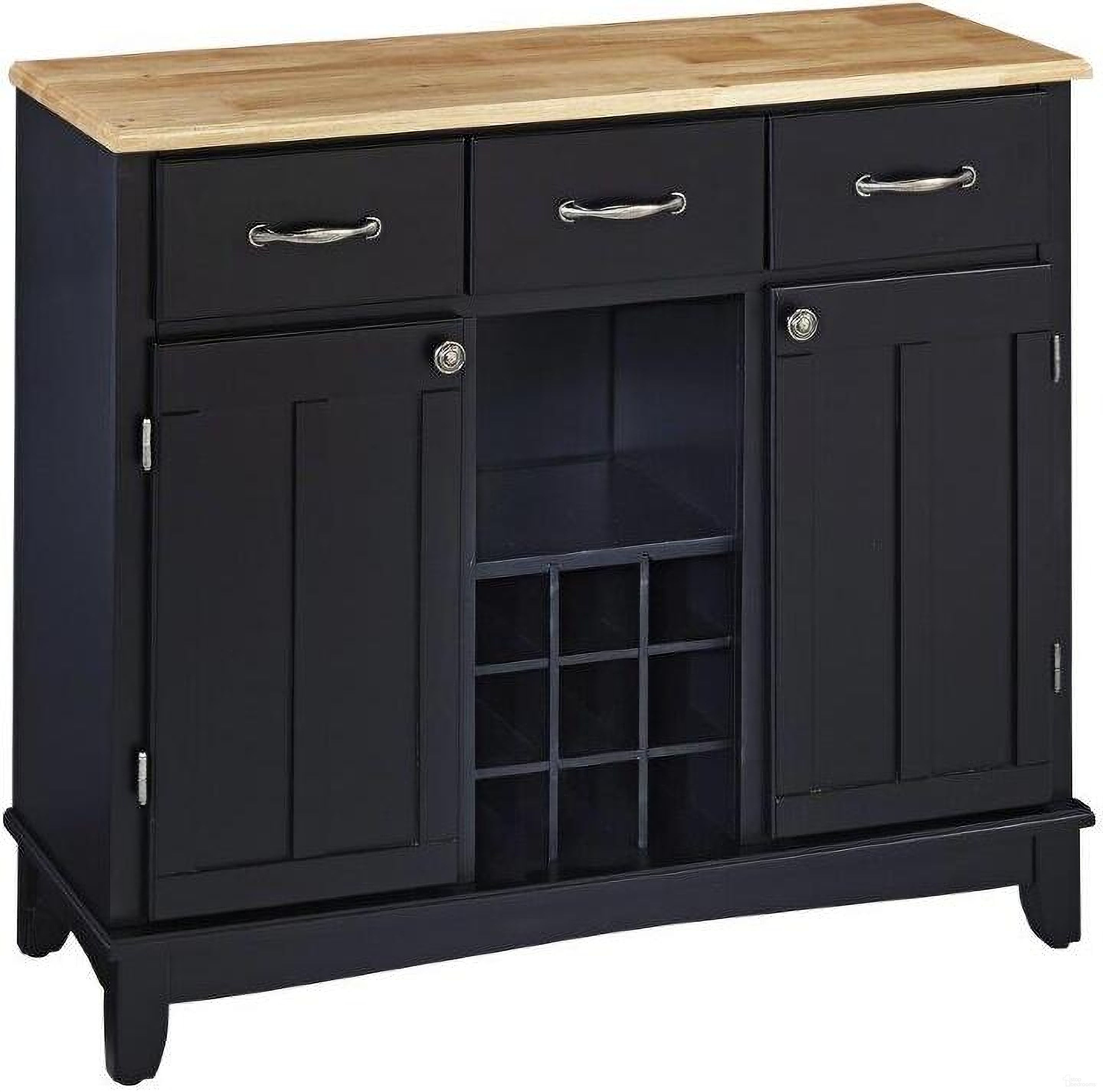 The appearance of Hampton Buffet In Black and Natural designed by Homestyles in the traditional interior design. This black and natural piece of furniture  was selected by 1StopBedrooms from Hampton Collection to add a touch of cosiness and style into your home. Sku: 5100-101;5100-004. Material: Wood.