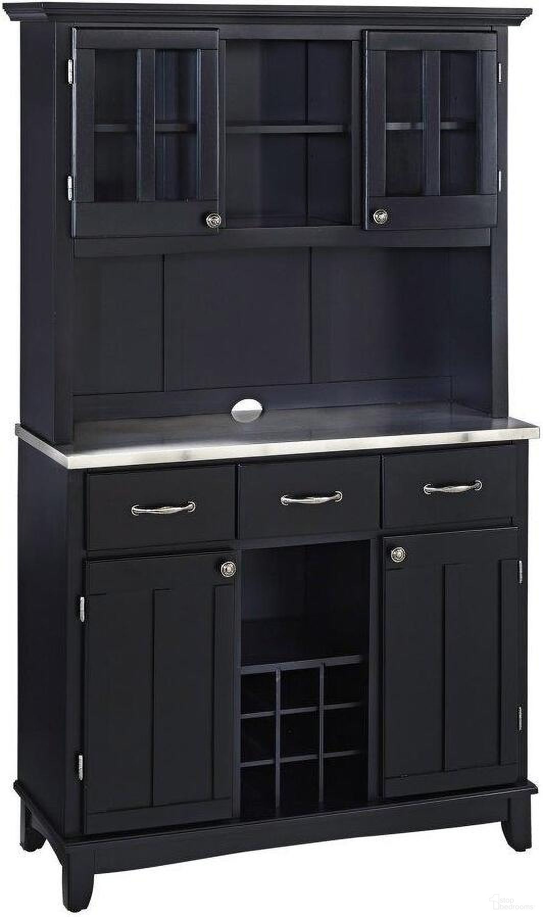 The appearance of Hampton Buffet with Hutch In Black and White designed by Homestyles in the traditional interior design. This black and white piece of furniture was selected by 1StopBedrooms from Hampton Collection to add a touch of cosiness and style into your home. Sku: 5100-102;5100-004;5100-304. Material: Wood.