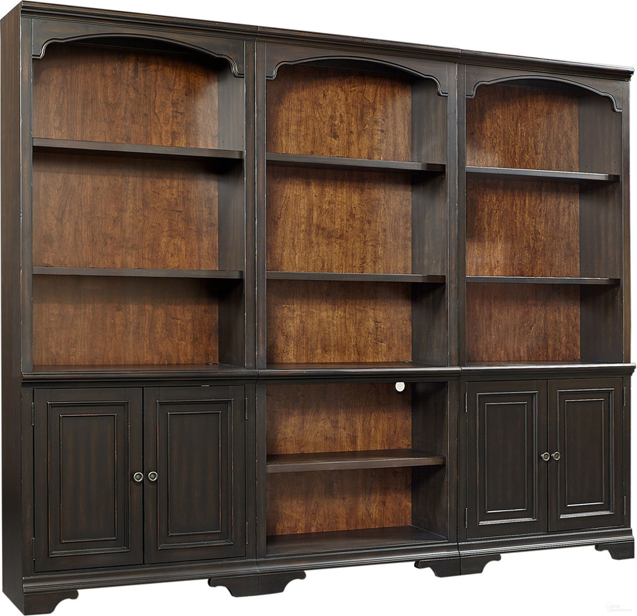 The appearance of Hampton Bookcase Wall In Black designed by Aspenhome in the traditional interior design. This black piece of furniture  was selected by 1StopBedrooms from Hampton Collection to add a touch of cosiness and style into your home. Sku: I242-333;I242-333;I242-332. Material: Wood.