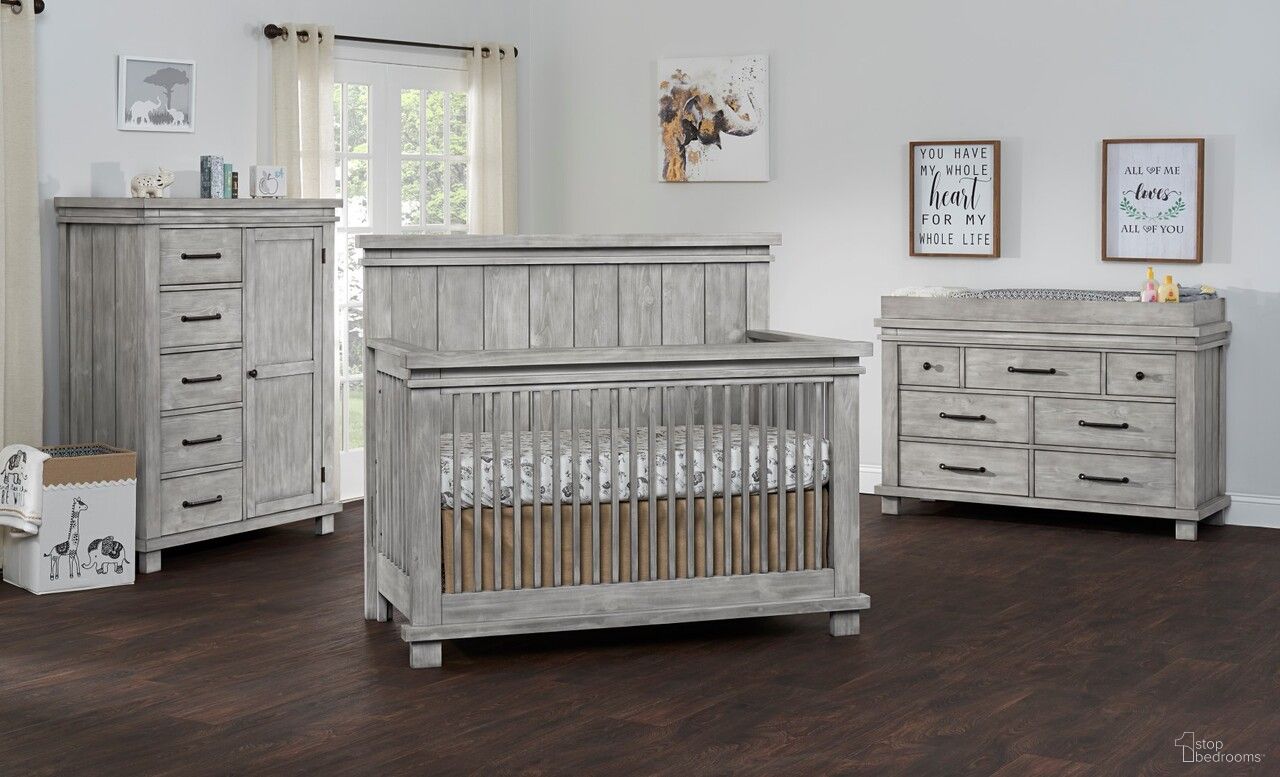 The appearance of Hampton Convertible Kids Bedroom Set In Stone Wash designed by Soho Baby in the transitional interior design. This stonewash piece of furniture was selected by 1StopBedrooms from Hampton Collection to add a touch of cosiness and style into your home. Sku: 43011930;43022930. Material: Wood.