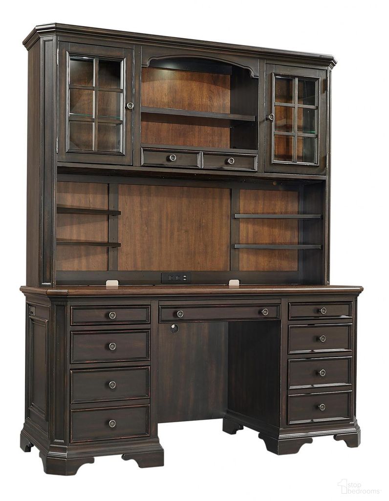 The appearance of Hampton Credenza And Hutch In Black designed by Aspenhome in the traditional interior design. This black piece of furniture was selected by 1StopBedrooms from Hampton Collection to add a touch of cosiness and style into your home. Sku: I242-316;I242-317. Material: Wood.