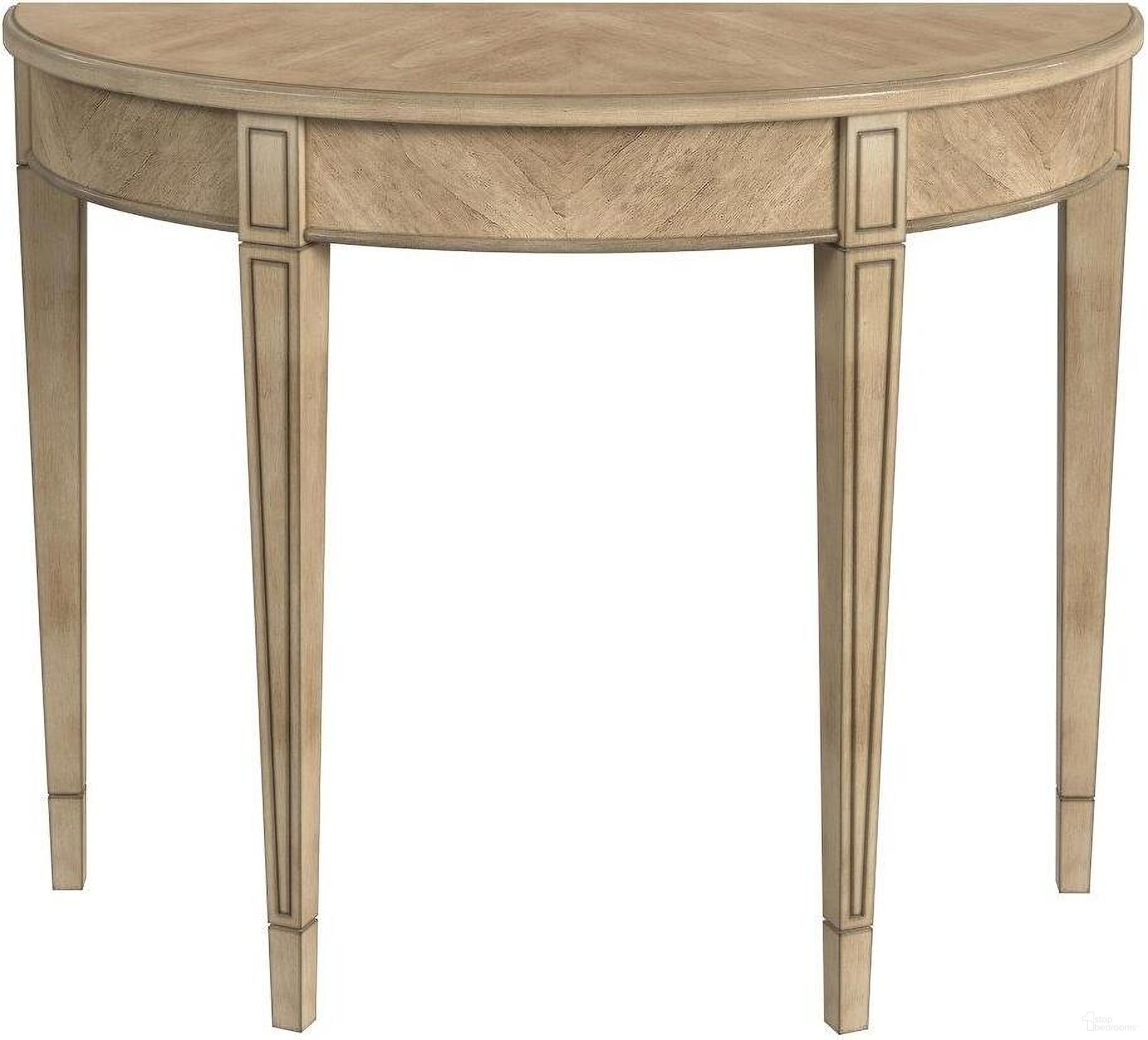 The appearance of Hampton Demilune Console Table In Antique Beige designed by Butler Specialty Company in the transitional interior design. This antique beige piece of furniture  was selected by 1StopBedrooms from Hampton Collection to add a touch of cosiness and style into your home. Sku: 1533424. Material: Rubberwood.
