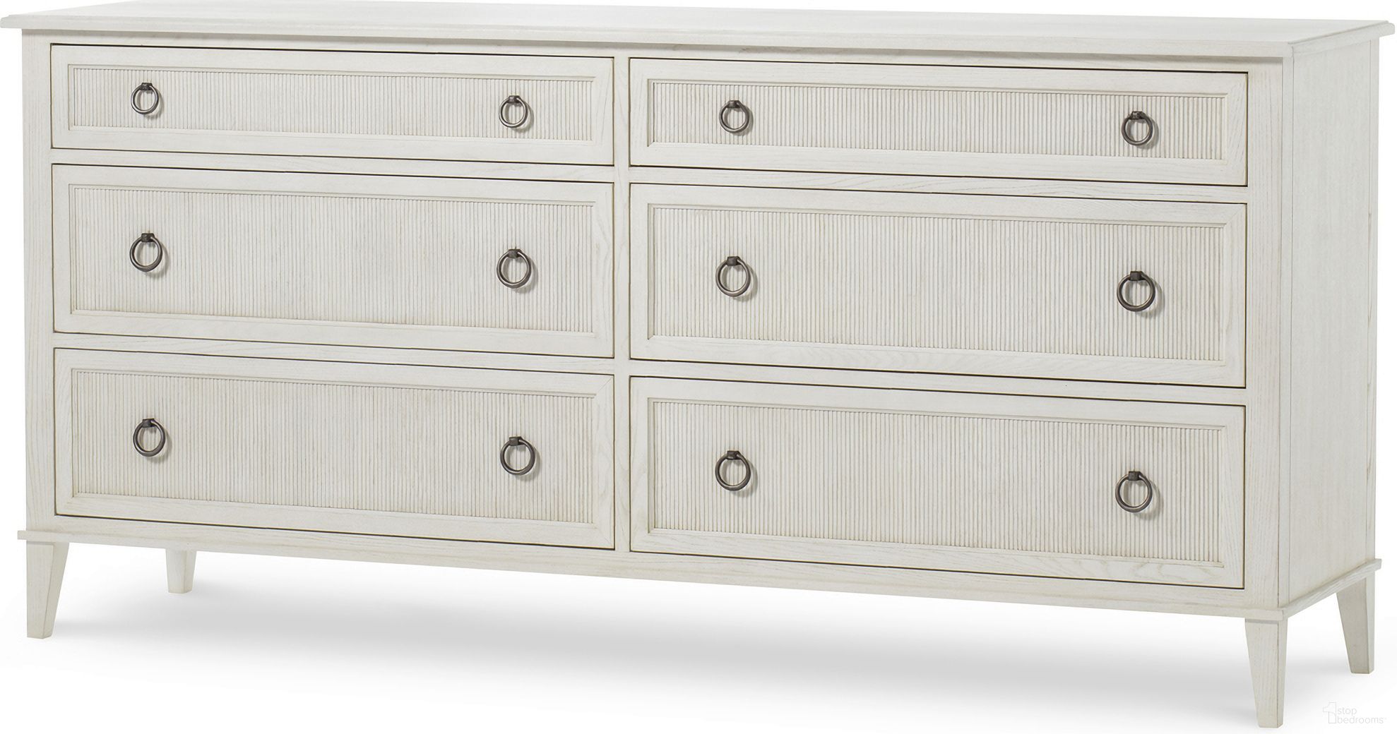 The appearance of Hampton Dresser In Chalk designed by Century Furniture in the modern / contemporary interior design. This chalk piece of furniture  was selected by 1StopBedrooms from Monarch Collection to add a touch of cosiness and style into your home. Sku: MN5802. Material: Ash Wood.