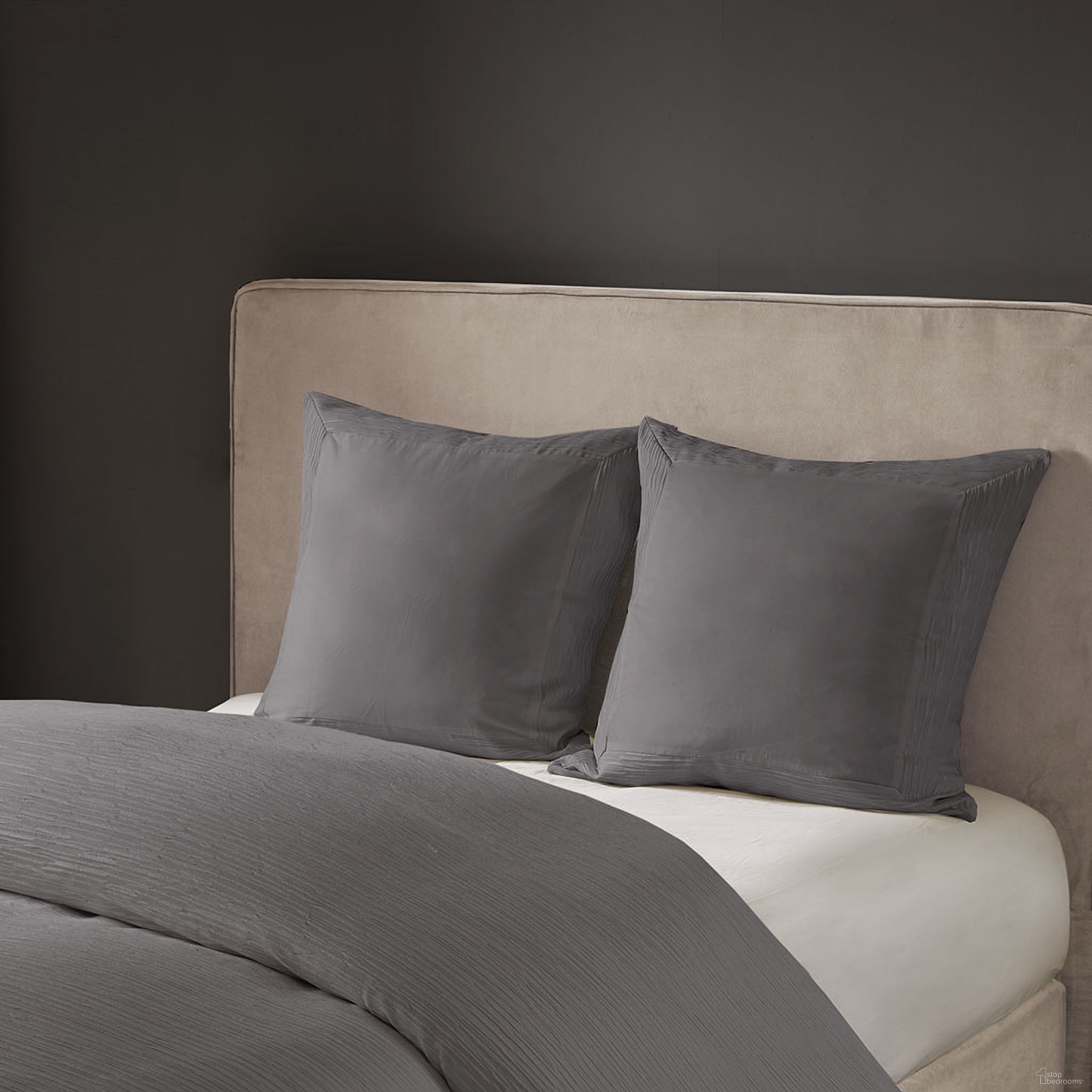 Hanae Polyester Cotton Blend Yarn Dyed Pieced Euro Sham In Grey