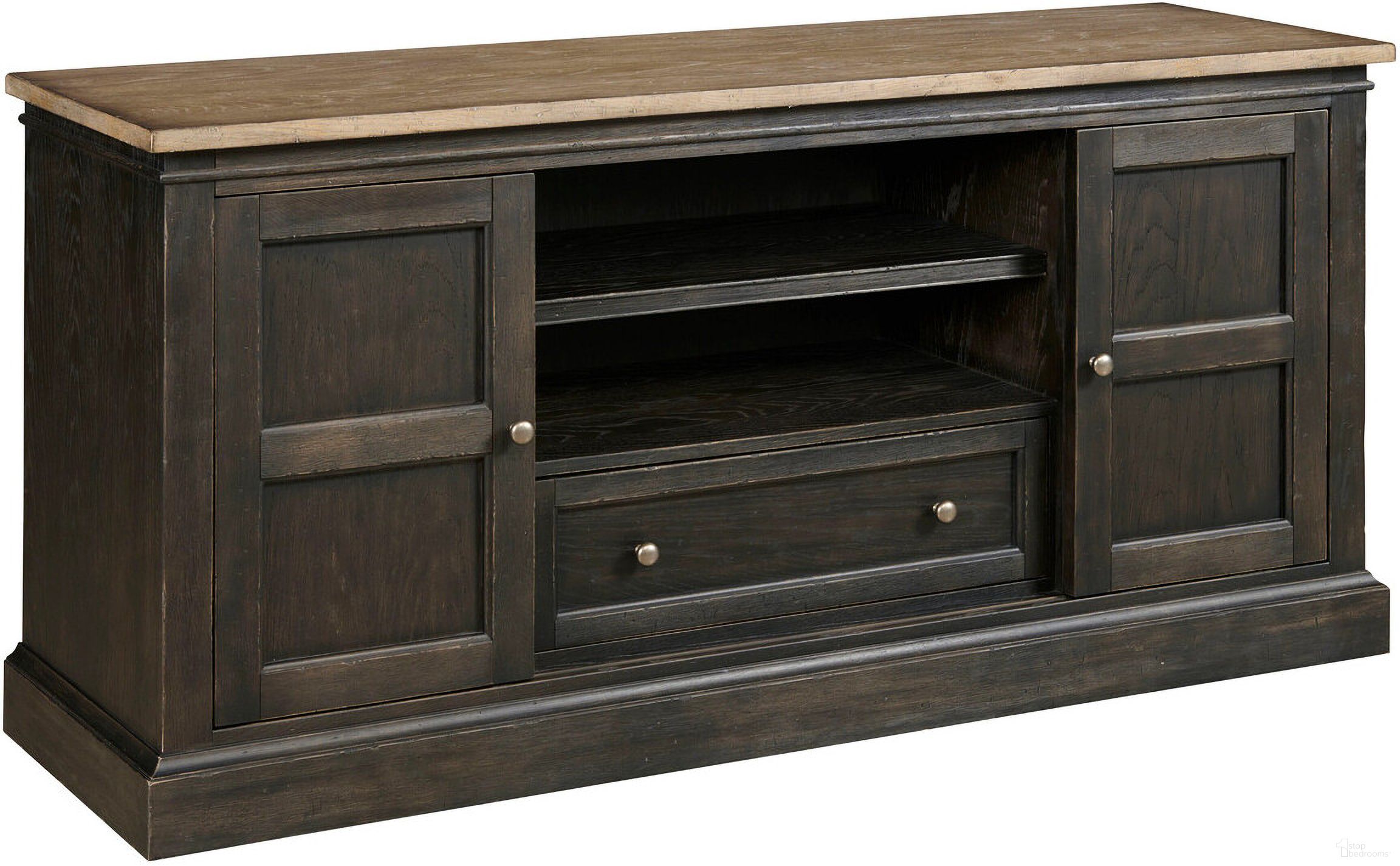 The appearance of Hancock 76 Inch Entertainment Console In Black designed by Hammary in the transitional interior design. This black piece of furniture was selected by 1StopBedrooms from Hancock Collection to add a touch of cosiness and style into your home. Sku: 038-586. Material: Wood.