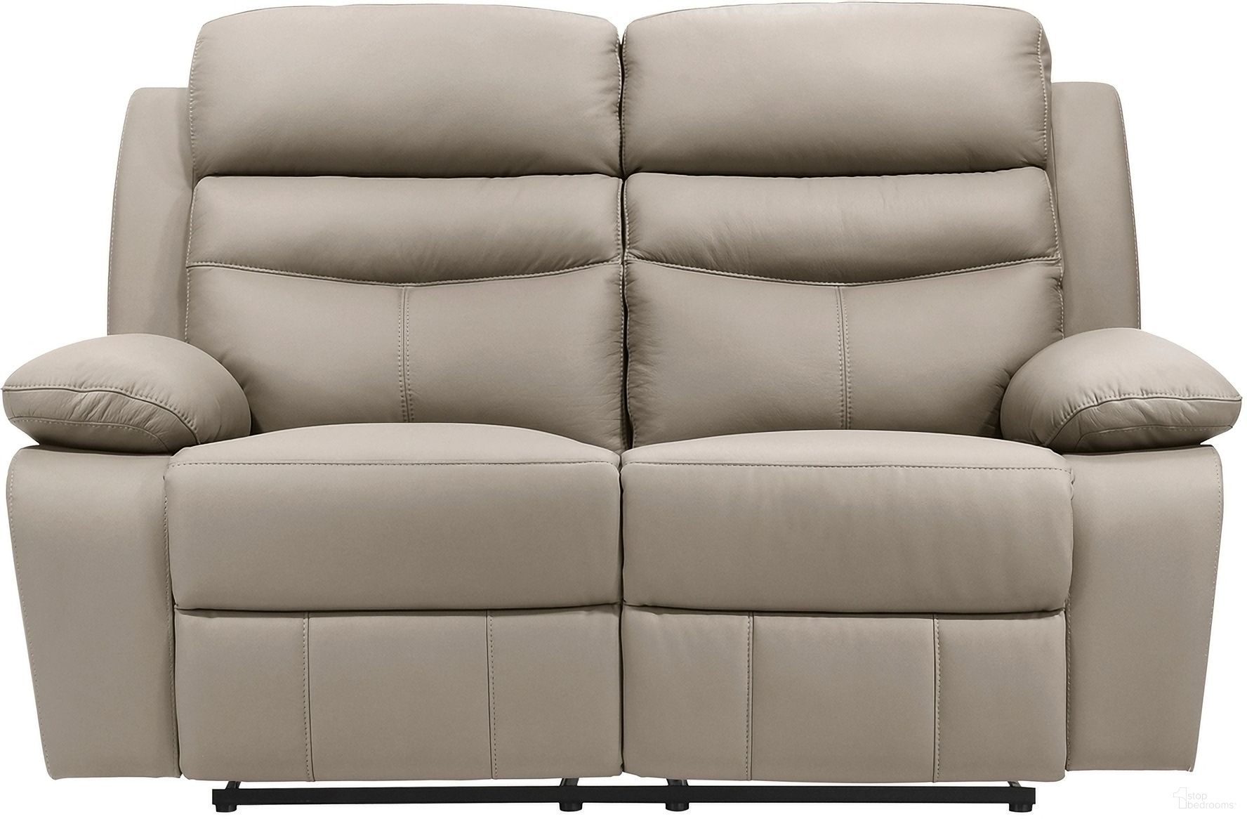 The appearance of Hancock Double Reclining Loveseat In Beige designed by Homelegance in the modern / contemporary interior design. This beige piece of furniture was selected by 1StopBedrooms from Hancock Collection to add a touch of cosiness and style into your home. Sku: 9628LTE-2. Material: Leather.