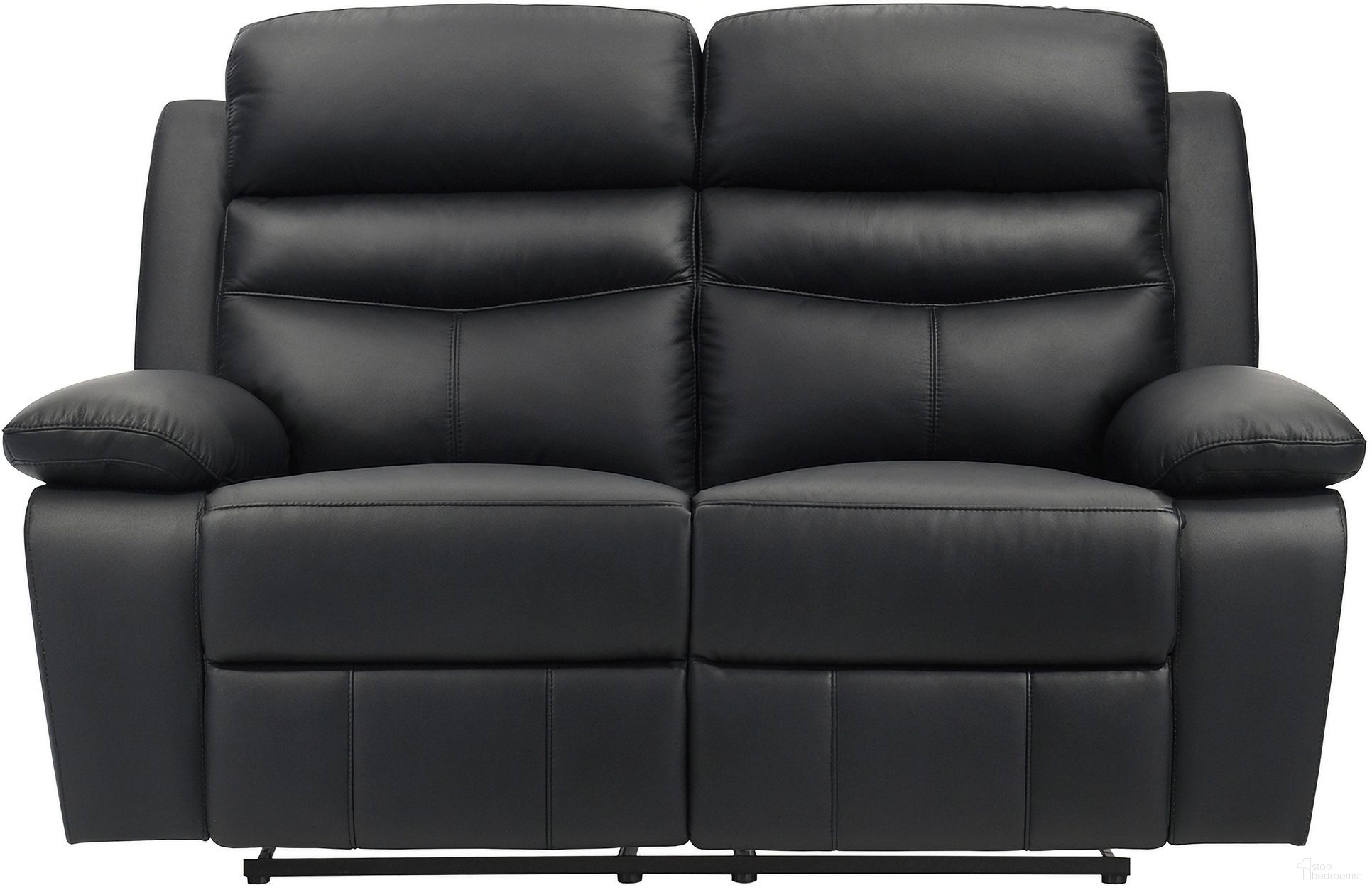 The appearance of Hancock Double Reclining Loveseat In Black designed by Homelegance in the modern / contemporary interior design. This black piece of furniture was selected by 1StopBedrooms from Hancock Collection to add a touch of cosiness and style into your home. Sku: 9628BLK-2. Material: Leather.