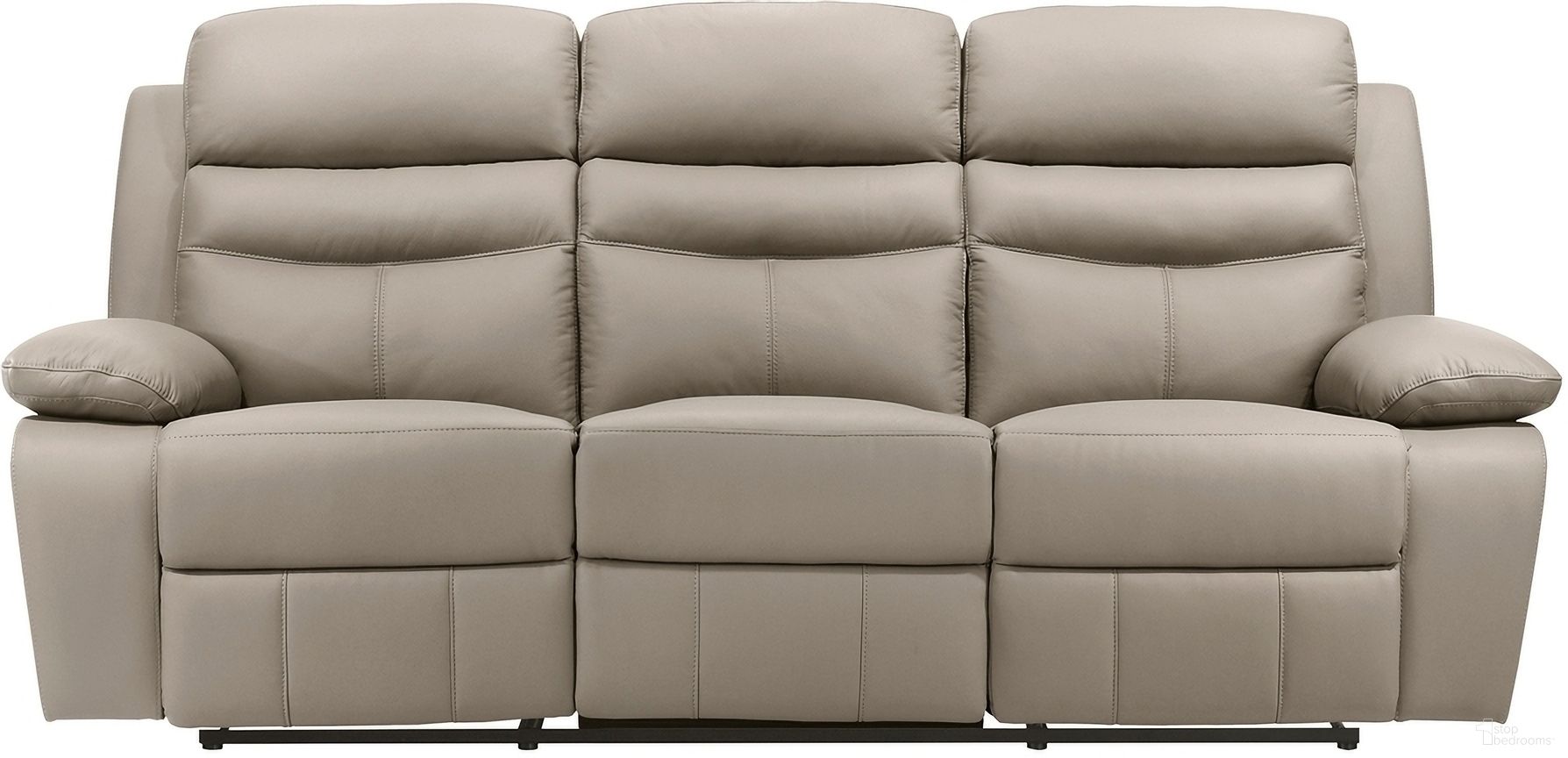The appearance of Hancock Double Reclining Sofa In Beige designed by Homelegance in the modern / contemporary interior design. This beige piece of furniture  was selected by 1StopBedrooms from Hancock Collection to add a touch of cosiness and style into your home. Sku: 9628LTE-3. Material: Leather.