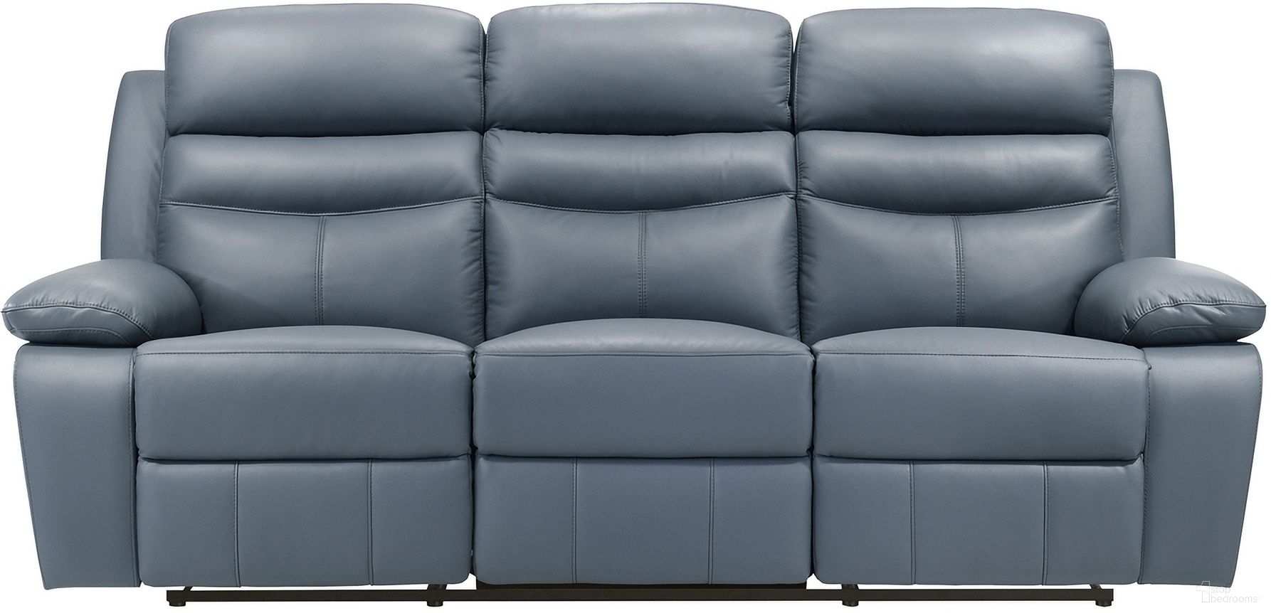 The appearance of Hancock Double Reclining Sofa In Blue designed by Homelegance in the modern / contemporary interior design. This blue piece of furniture was selected by 1StopBedrooms from Hancock Collection to add a touch of cosiness and style into your home. Sku: 9628BUE-3. Material: Leather.