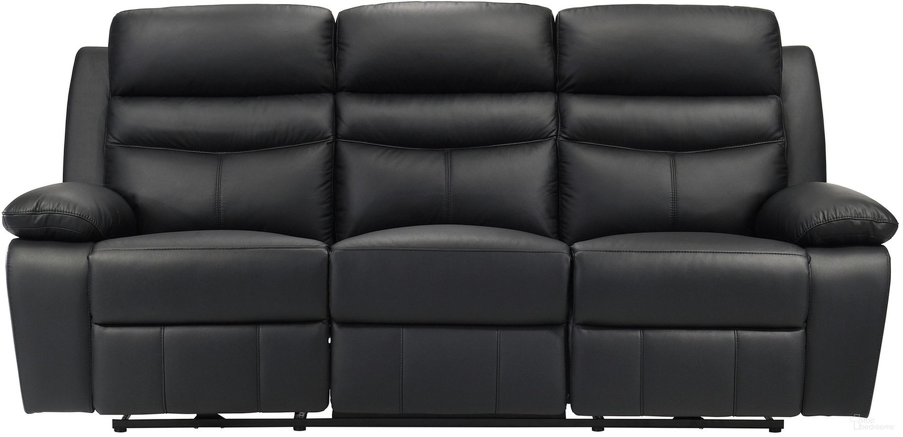 The appearance of Hancock Power Double Reclining Sofa In Black designed by Homelegance in the modern / contemporary interior design. This black piece of furniture was selected by 1StopBedrooms from Hancock Collection to add a touch of cosiness and style into your home. Sku: 9628BLK-3PW. Material: Leather.