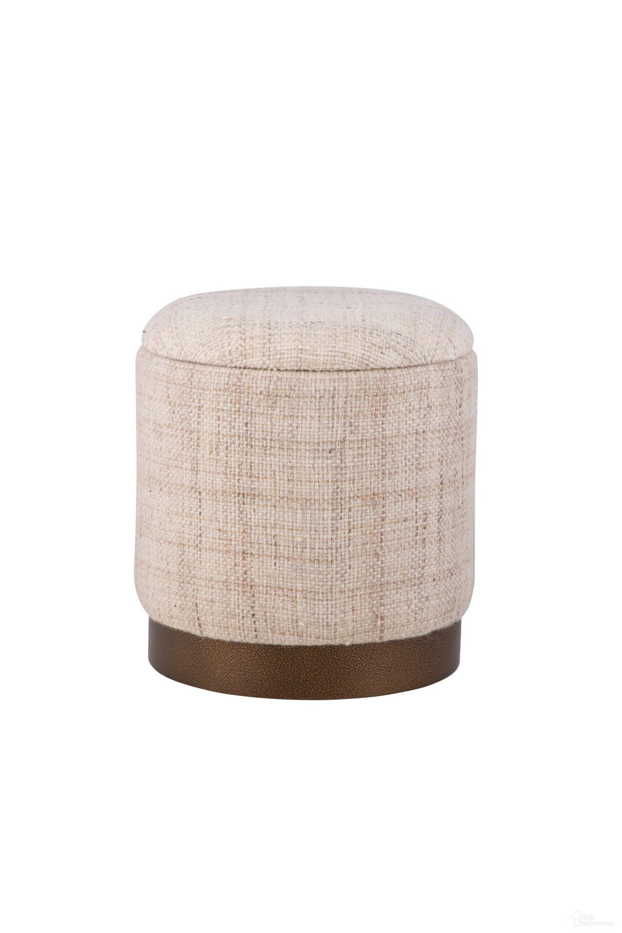 The appearance of Handwoven Boreas Hammered Metal Storage Ottoman In Beige designed by Carolina Living in the modern / contemporary interior design. This beige piece of furniture was selected by 1StopBedrooms from Odyssey Collection to add a touch of cosiness and style into your home. Sku: OT-1717-HB-0015. Material: Woven.