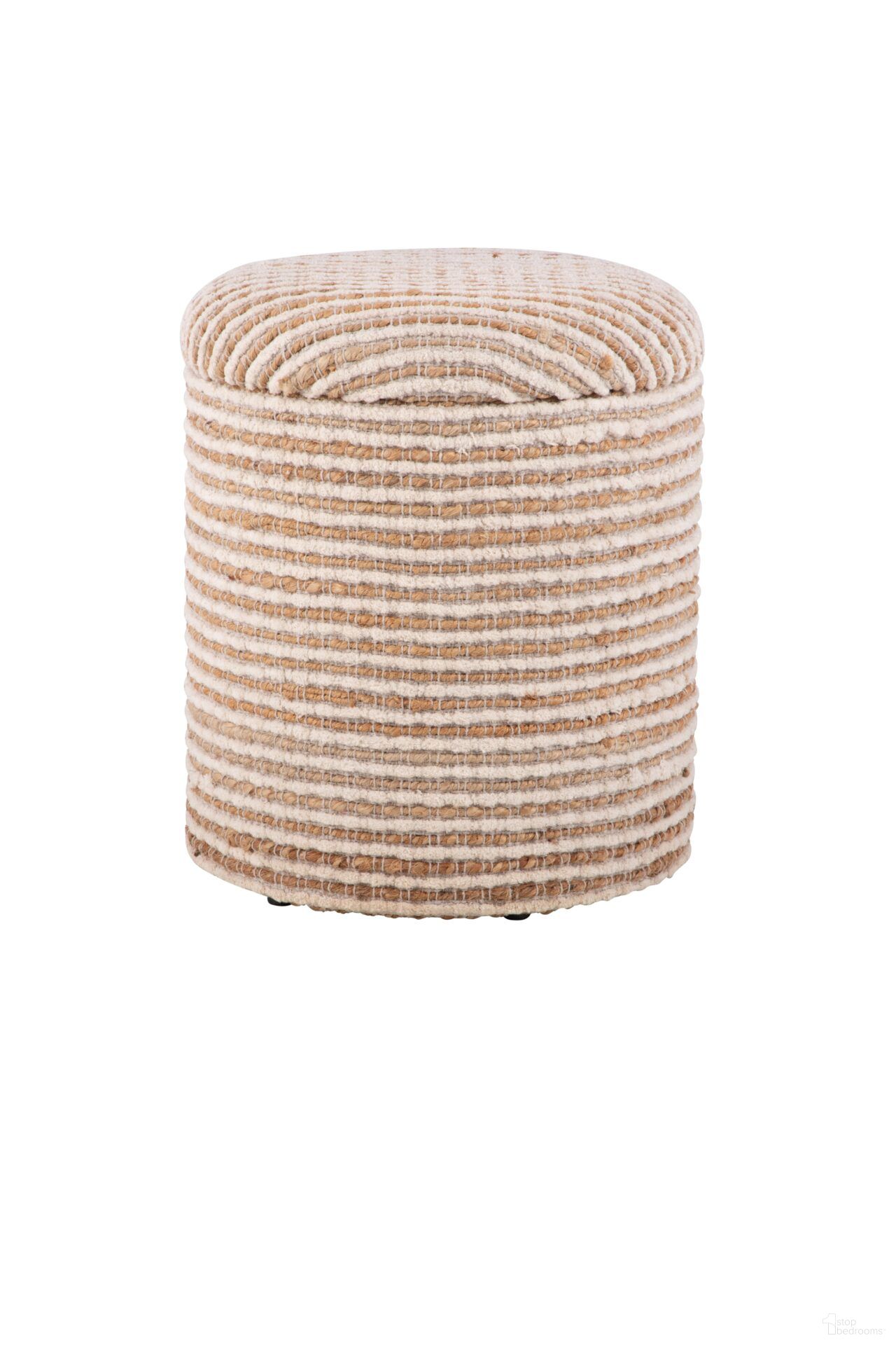 The appearance of Handwoven Heracles Cotton Jute Stripe Storage Ottoman In Natural designed by Carolina Living in the modern / contemporary interior design. This natural piece of furniture was selected by 1StopBedrooms from Odyssey Collection to add a touch of cosiness and style into your home. Sku: OT-1717-FB-0004. Material: Cotton.