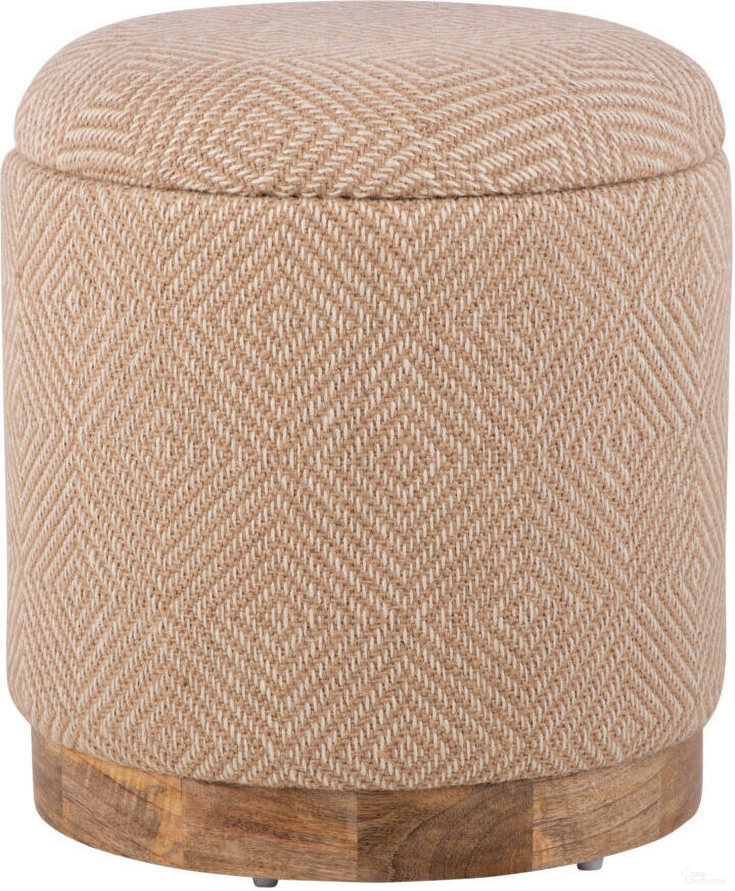 The appearance of Handwoven Hesperus Diamond Storage Ottoman In Natural Jute designed by Carolina Living in the modern / contemporary interior design. This jute piece of furniture was selected by 1StopBedrooms from Odyssey Collection to add a touch of cosiness and style into your home. Sku: OT-1717-RW-0098. Material: Woven.