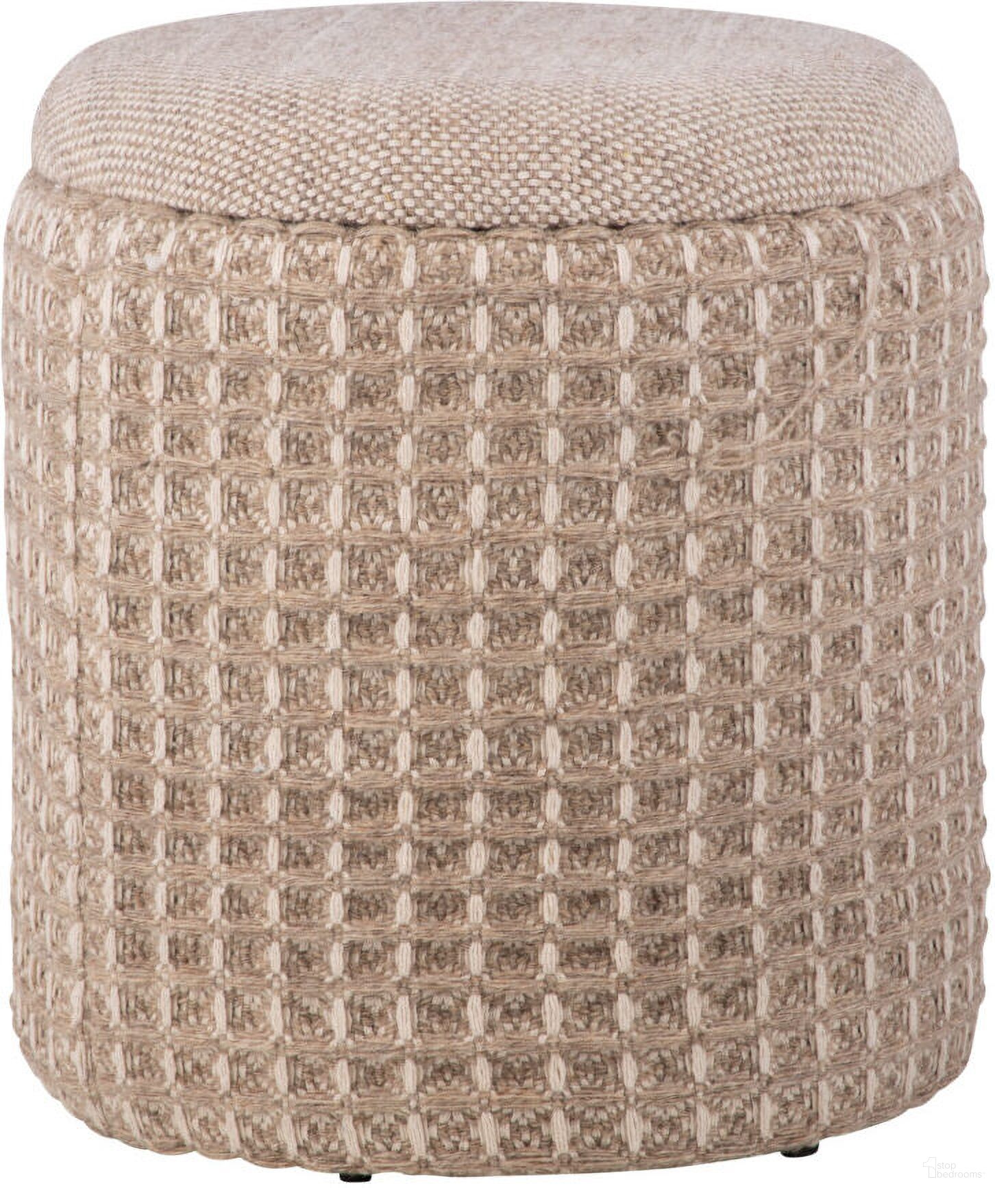 The appearance of Handwoven Plutus Waffle Storage Ottoman In Taupe designed by Carolina Living in the modern / contemporary interior design. This taupe piece of furniture  was selected by 1StopBedrooms from Odyssey Collection to add a touch of cosiness and style into your home. Sku: OT-1717-FB-0088. Material: Woven.