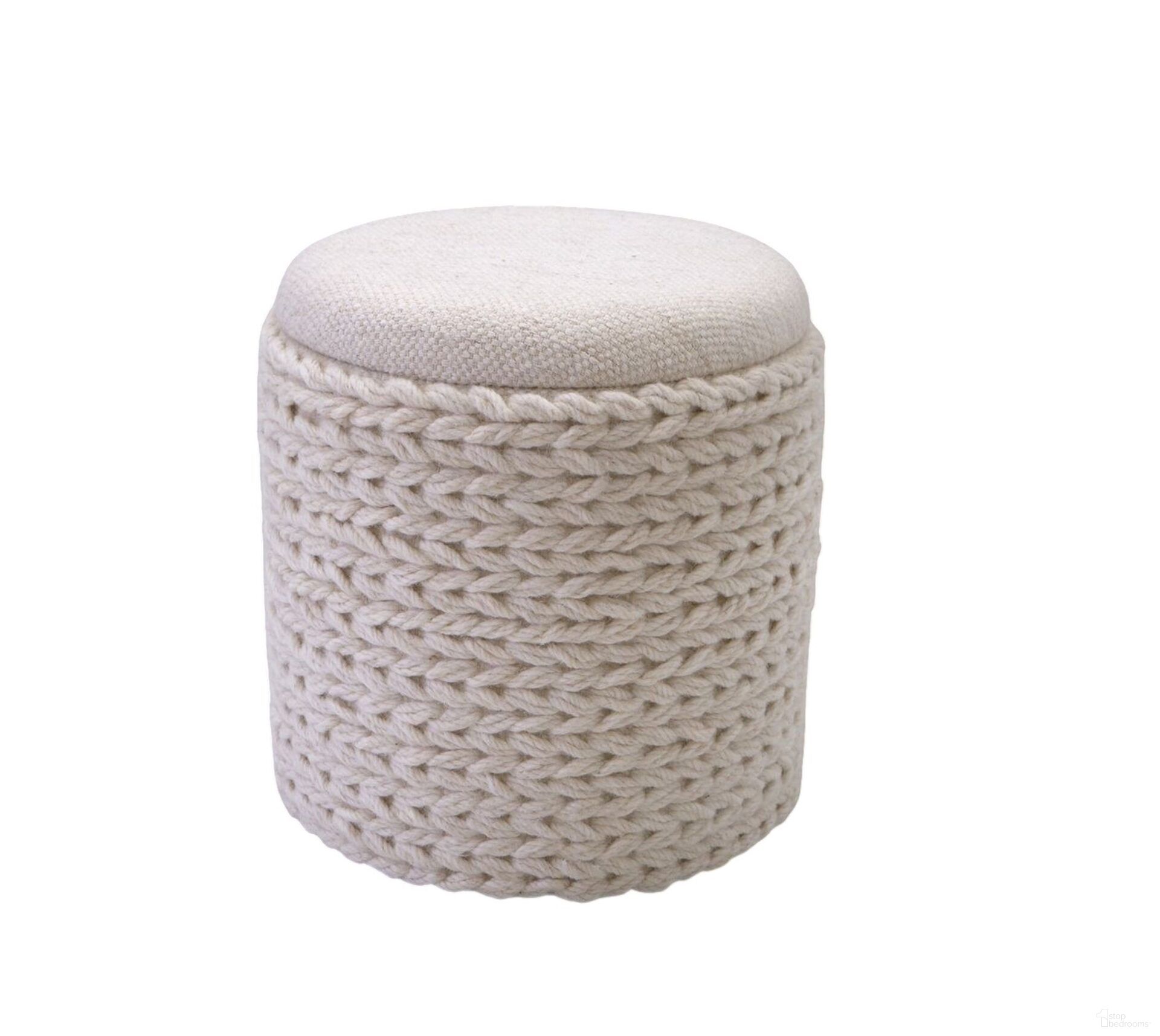 The appearance of Handwoven Priapus Rope Fabric Storage Ottoman In Ivory designed by Carolina Living in the modern / contemporary interior design. This ivory piece of furniture was selected by 1StopBedrooms from Odyssey Collection to add a touch of cosiness and style into your home. Sku: OT-1717-FB-0256. Material: Woven.