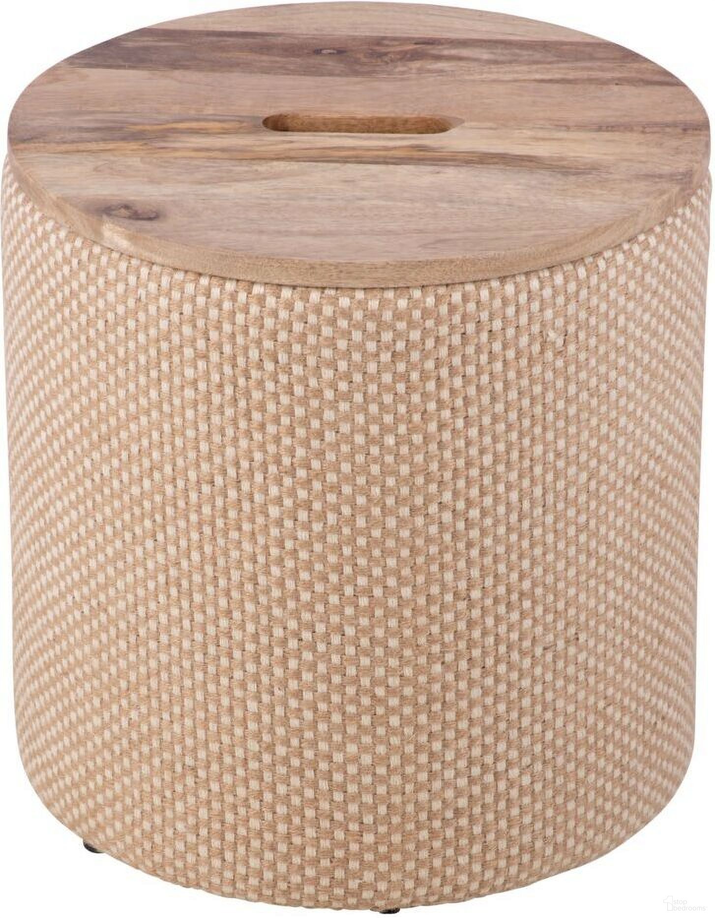 The appearance of Handwoven Zeus Jute Check Wood Top Storage Ottoman In Natural designed by Carolina Living in the modern / contemporary interior design. This natural piece of furniture was selected by 1StopBedrooms from Odyssey Collection to add a touch of cosiness and style into your home. Sku: OT-1717-WT-0099. Material: Woven.