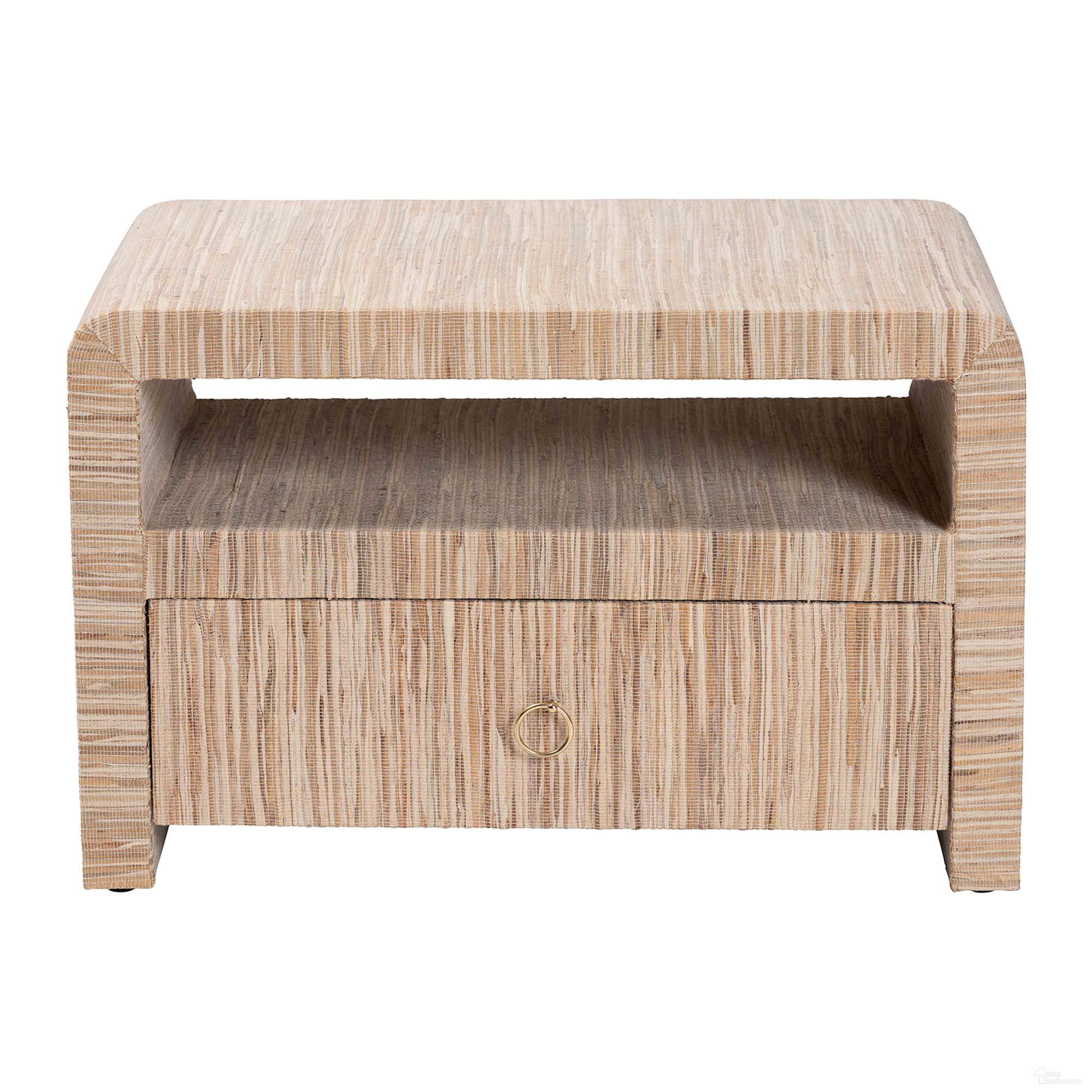 The appearance of Hannah Woven Grasscloth 1-Drawer Nightstand In Natural designed by Baxton Studio in the bohemian interior design. This natural piece of furniture was selected by 1StopBedrooms from Hannah Collection to add a touch of cosiness and style into your home. Sku: Hannah-Natural Woven Grasscloth-NS. Material: Water Hyacinth.
