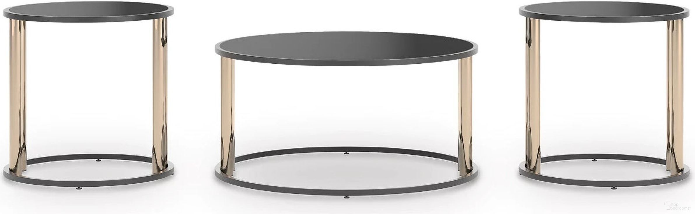The appearance of Hannerly Table Set of 3 In Black and Gold designed by Signature Design by Ashley in the modern / contemporary interior design. This black/gold piece of furniture was selected by 1StopBedrooms from Hannerly Collection to add a touch of cosiness and style into your home. Sku: T219-13. Material: Glass.