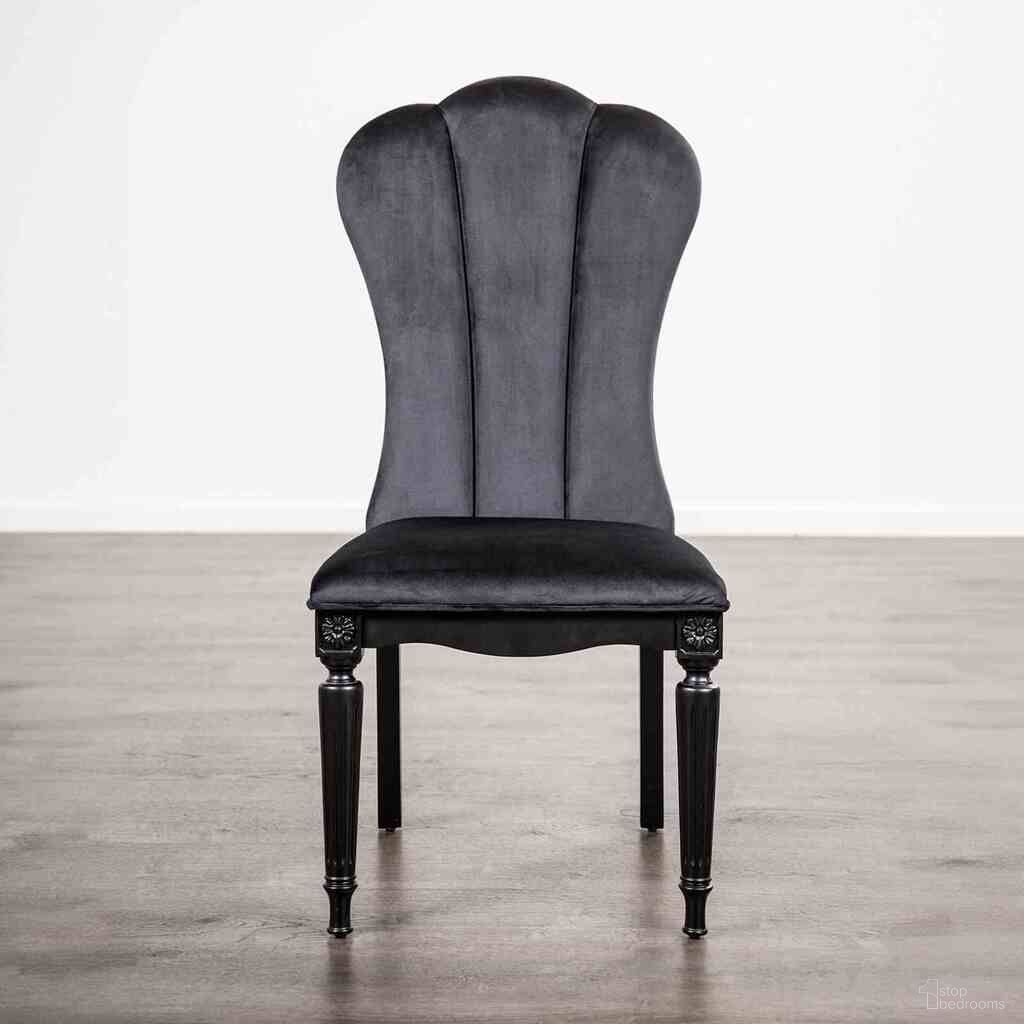 The appearance of Hannoria Side Chair Set of 2 In Black designed by Furniture of America in the glam interior design. This black piece of furniture  was selected by 1StopBedrooms from Hannoria Collection to add a touch of cosiness and style into your home. Sku: FM3416BK-SC-2PK. Material: Fabric. Chair Type: Side Chair.
